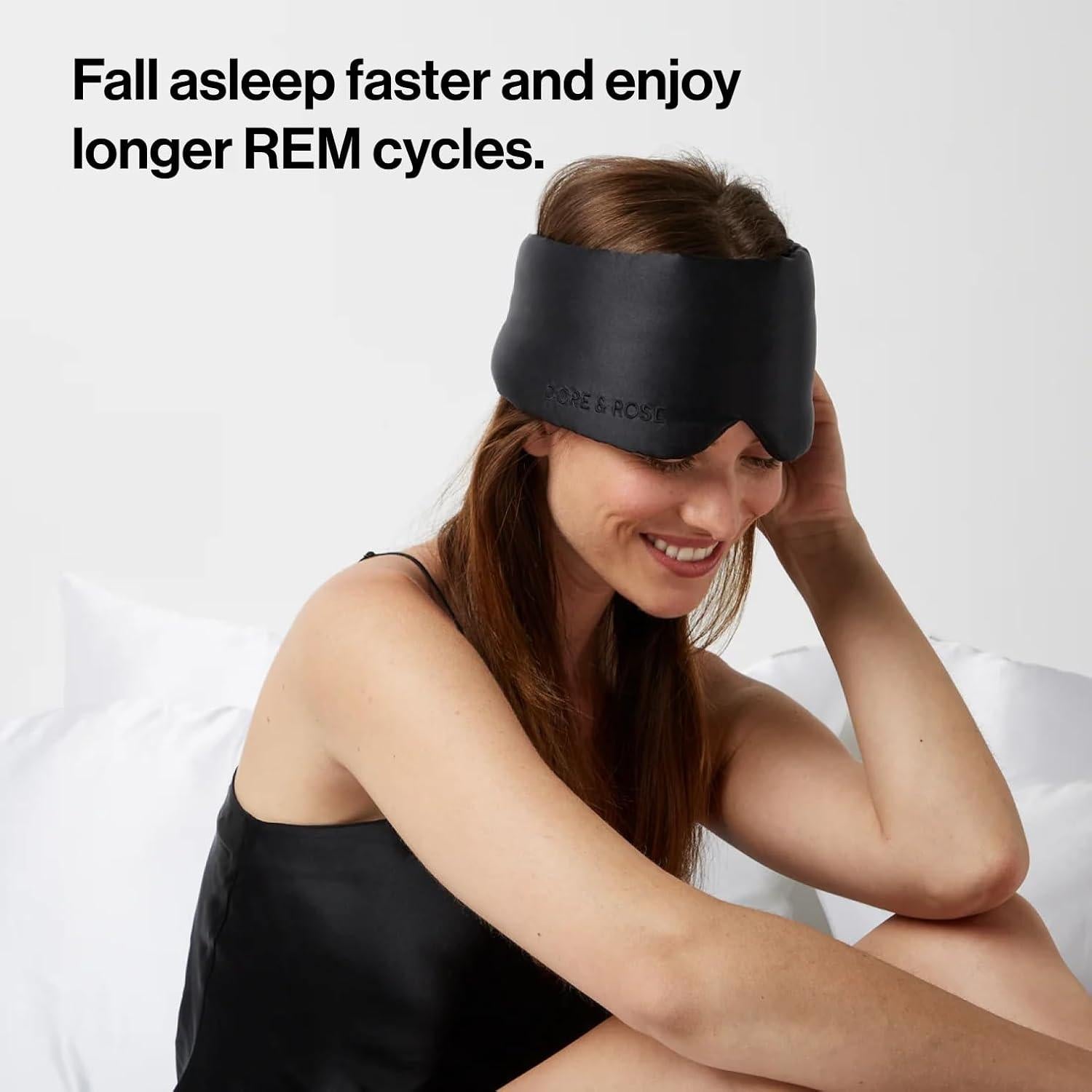 Máscara de Sueño de Seda Dore & Rose Negra 23 Momme Ajustable