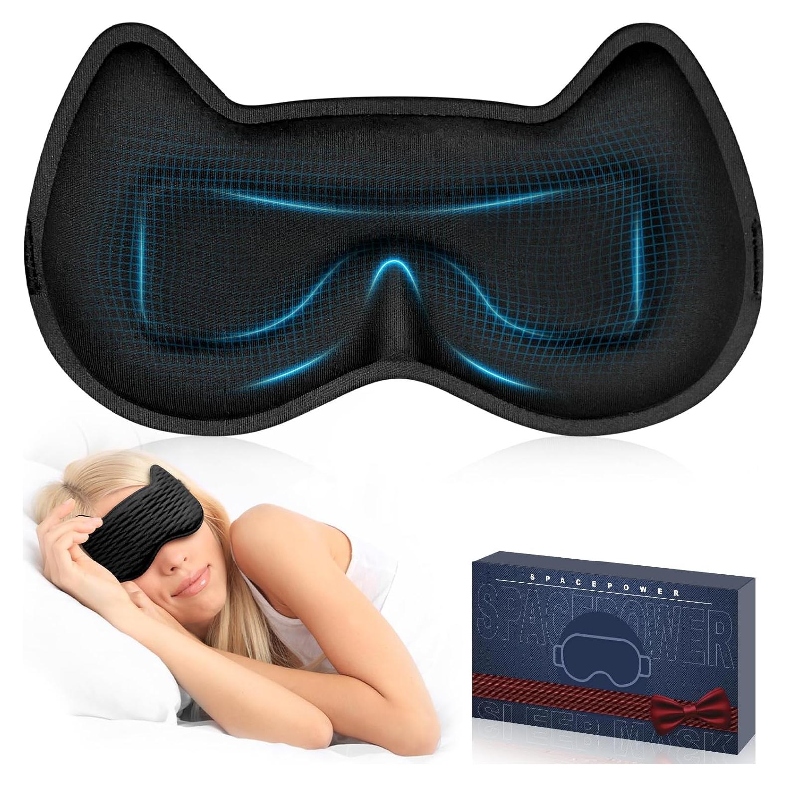 Máscara de Ojos 3D Spacepower Negra Ajustable para Dormir