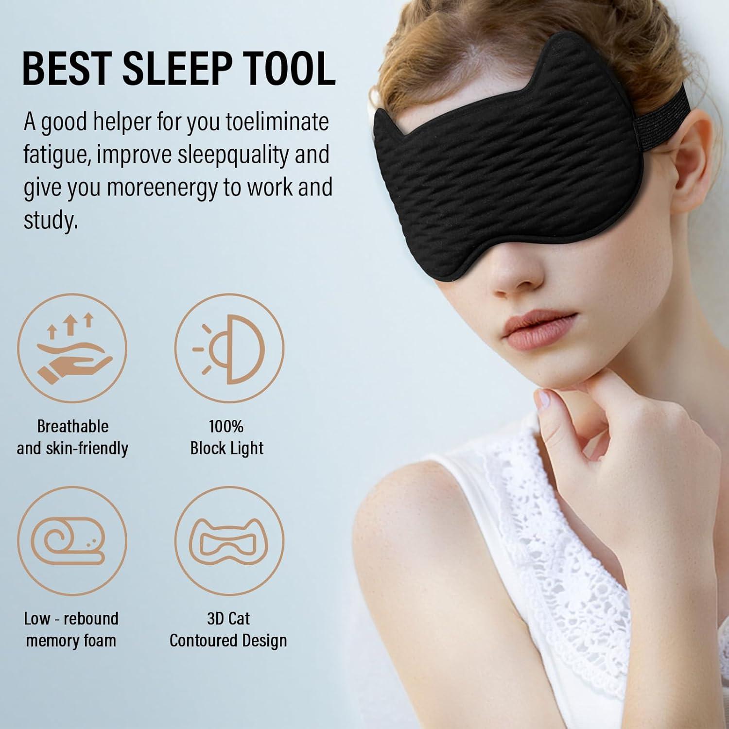 Máscara de Ojos 3D Spacepower Negra Ajustable para Dormir