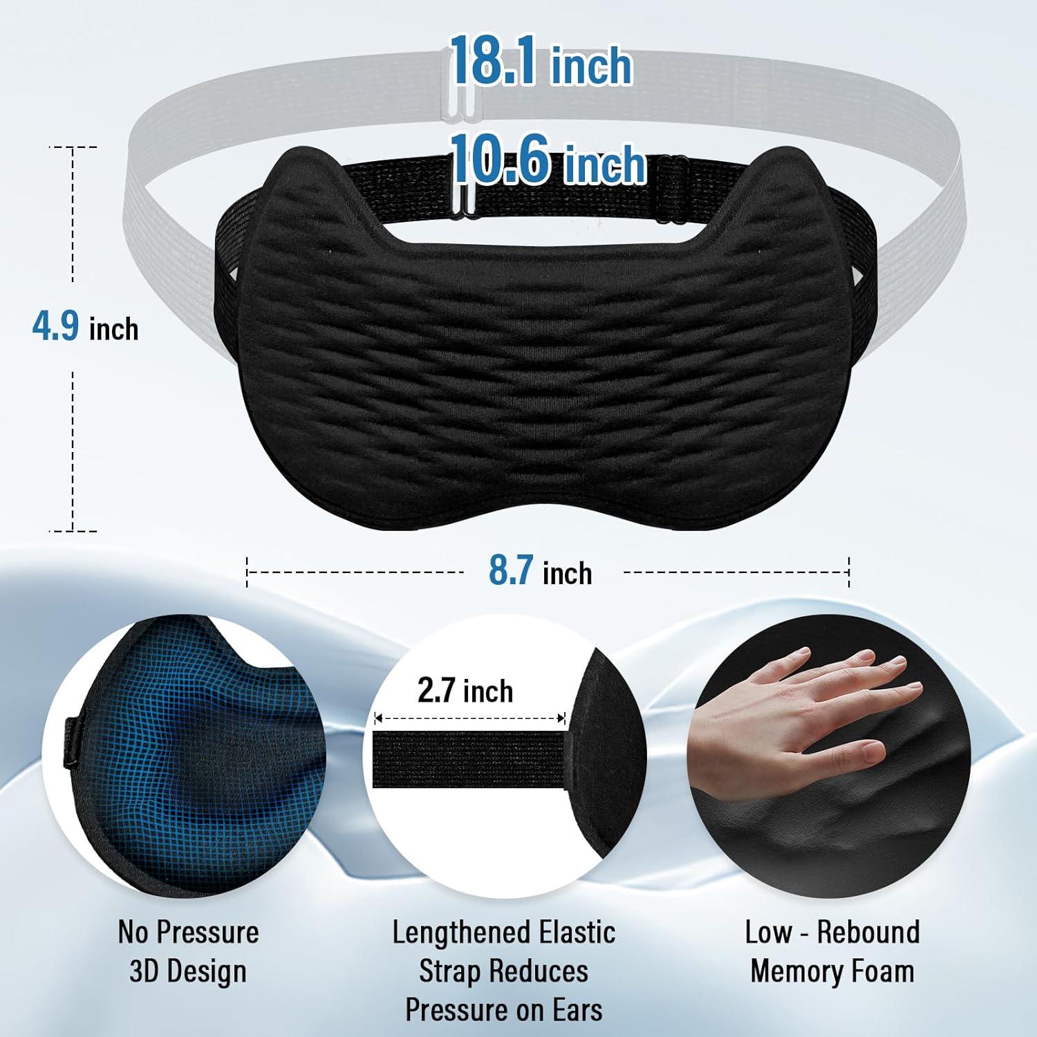 Máscara de Ojos 3D Spacepower Negra Ajustable para Dormir