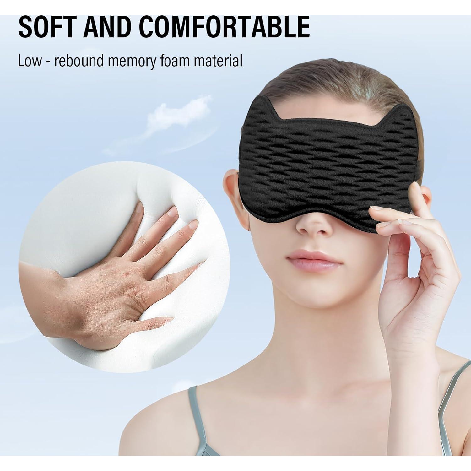 Máscara de Ojos 3D Spacepower Negra Ajustable para Dormir