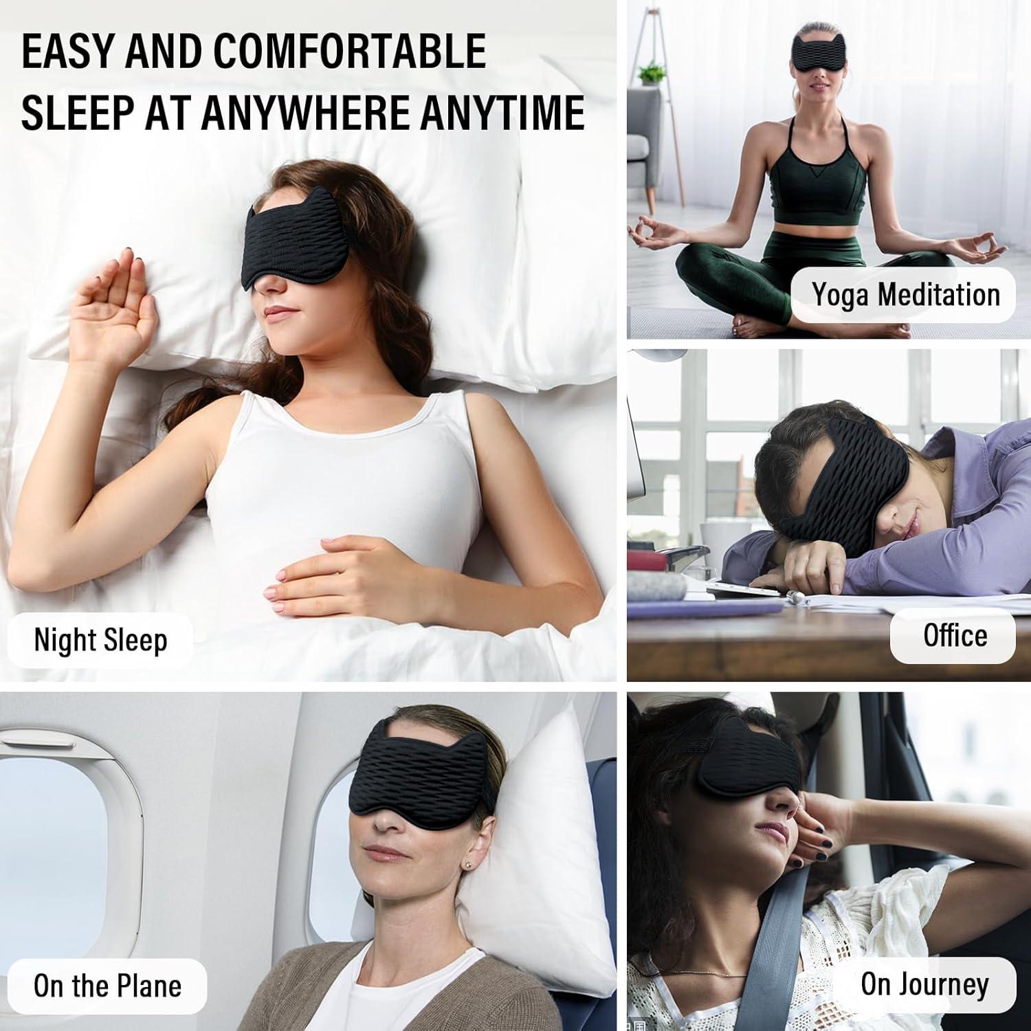 Máscara de Ojos 3D Spacepower Negra Ajustable para Dormir