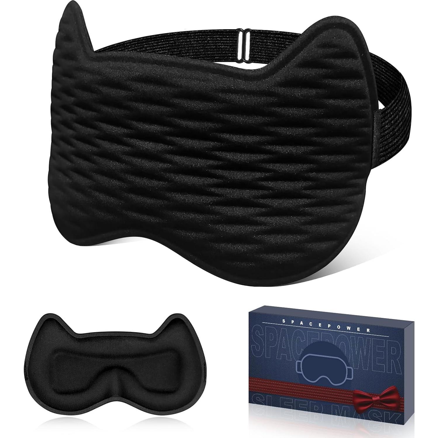 Máscara de Ojos 3D Spacepower Negra Ajustable para Dormir