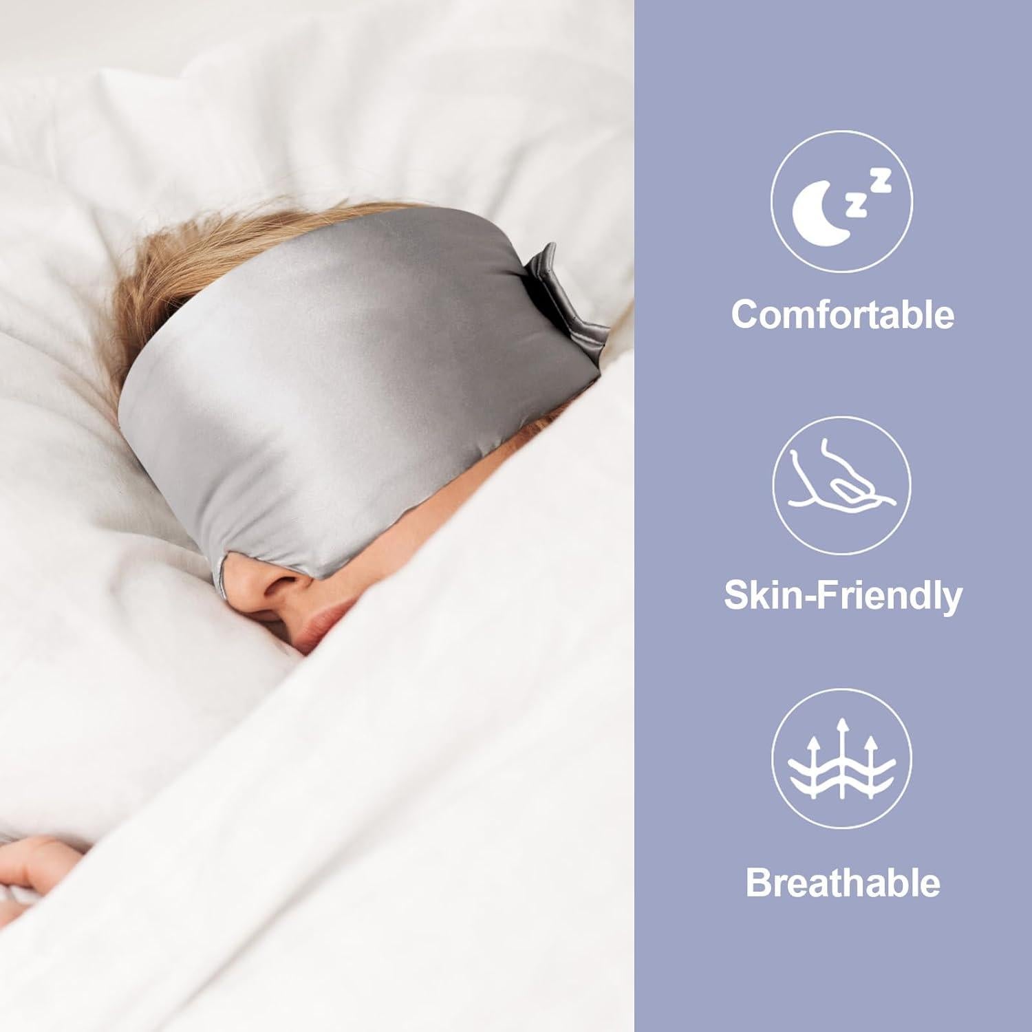 Máscara de Sueño de Seda Dempors Plata Minka Ajustable