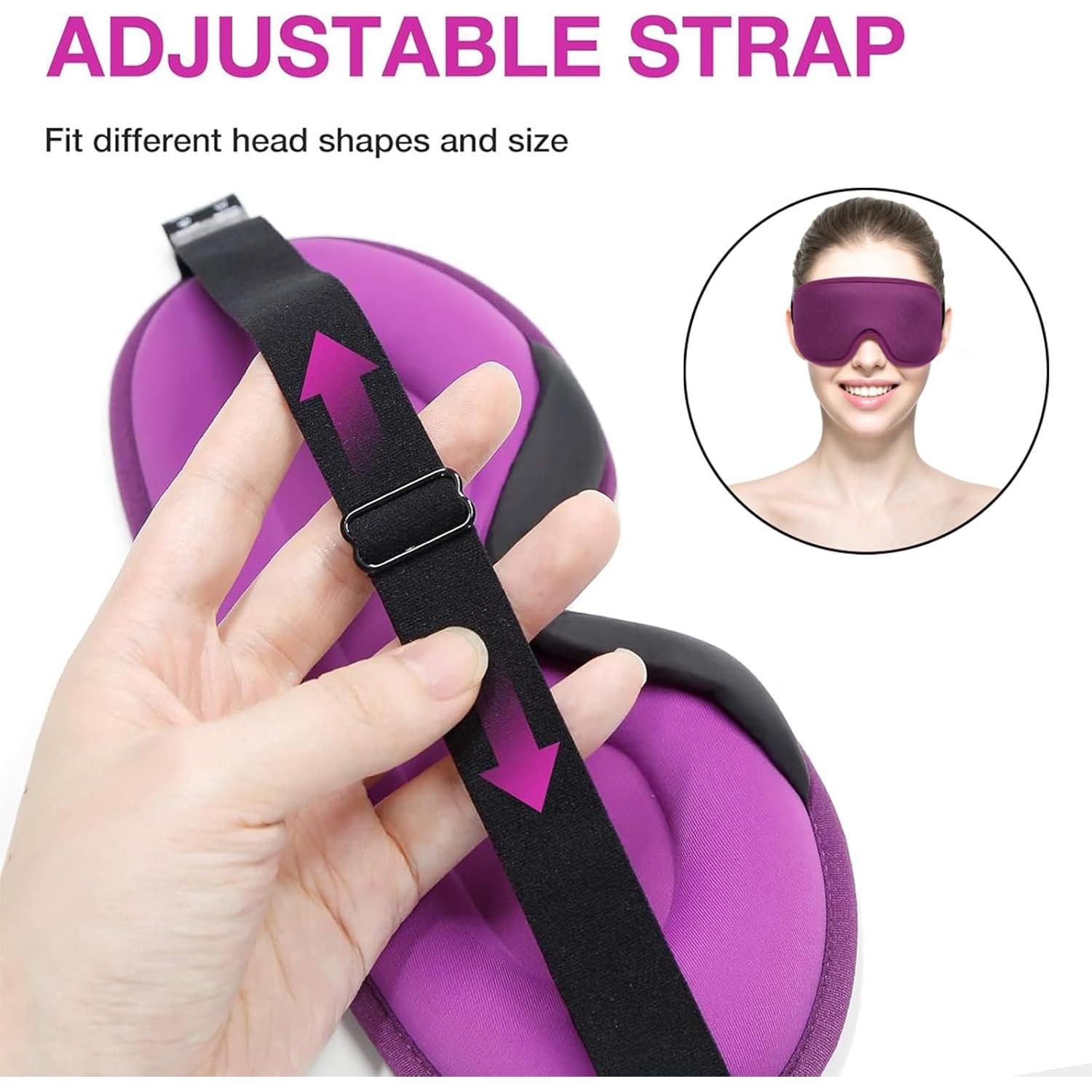 Máscara de dormir LYSIAN 3D con tapones para oídos púrpura