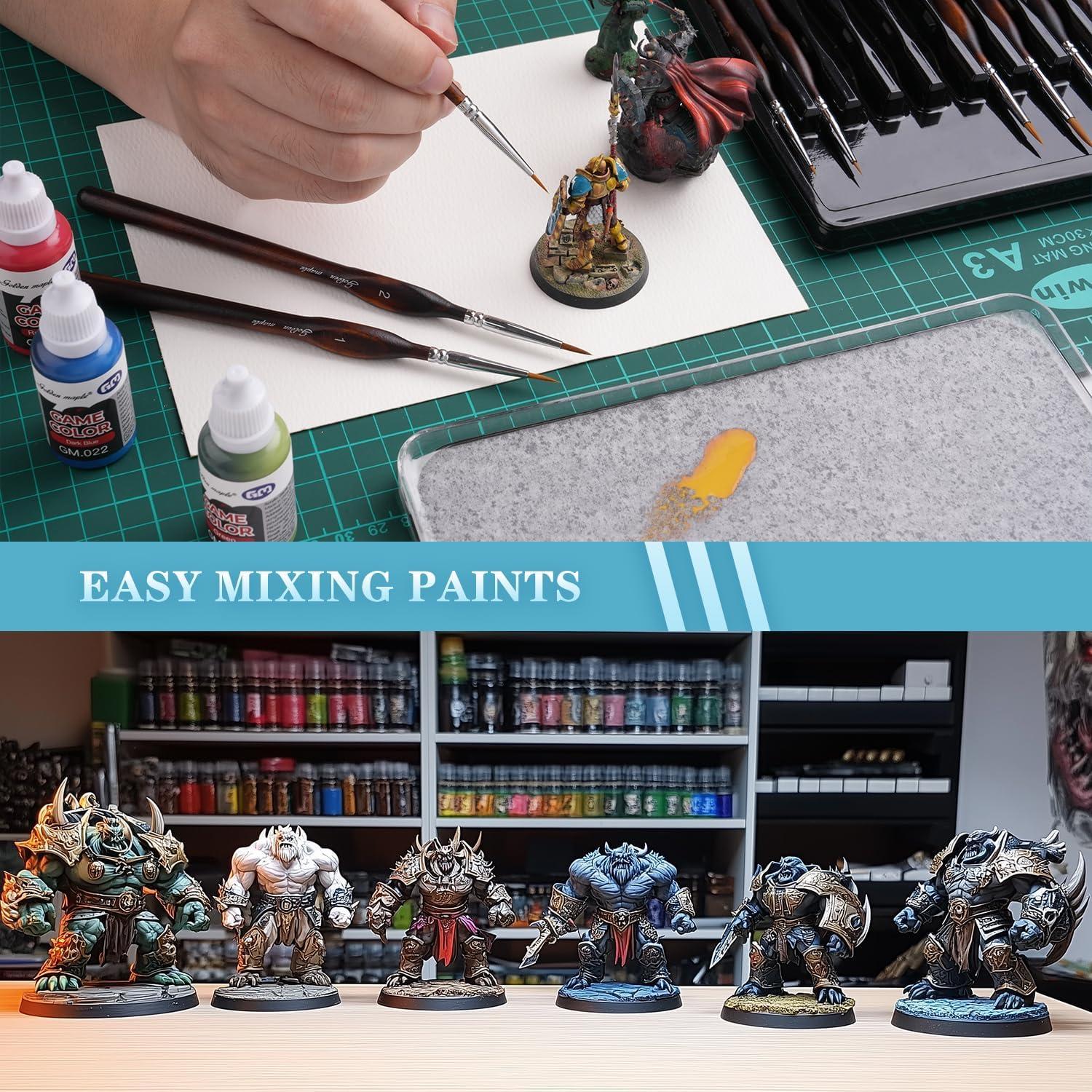 Paleta Húmeda Arce Dorado para Pintar Miniaturas con 9 Pinceles