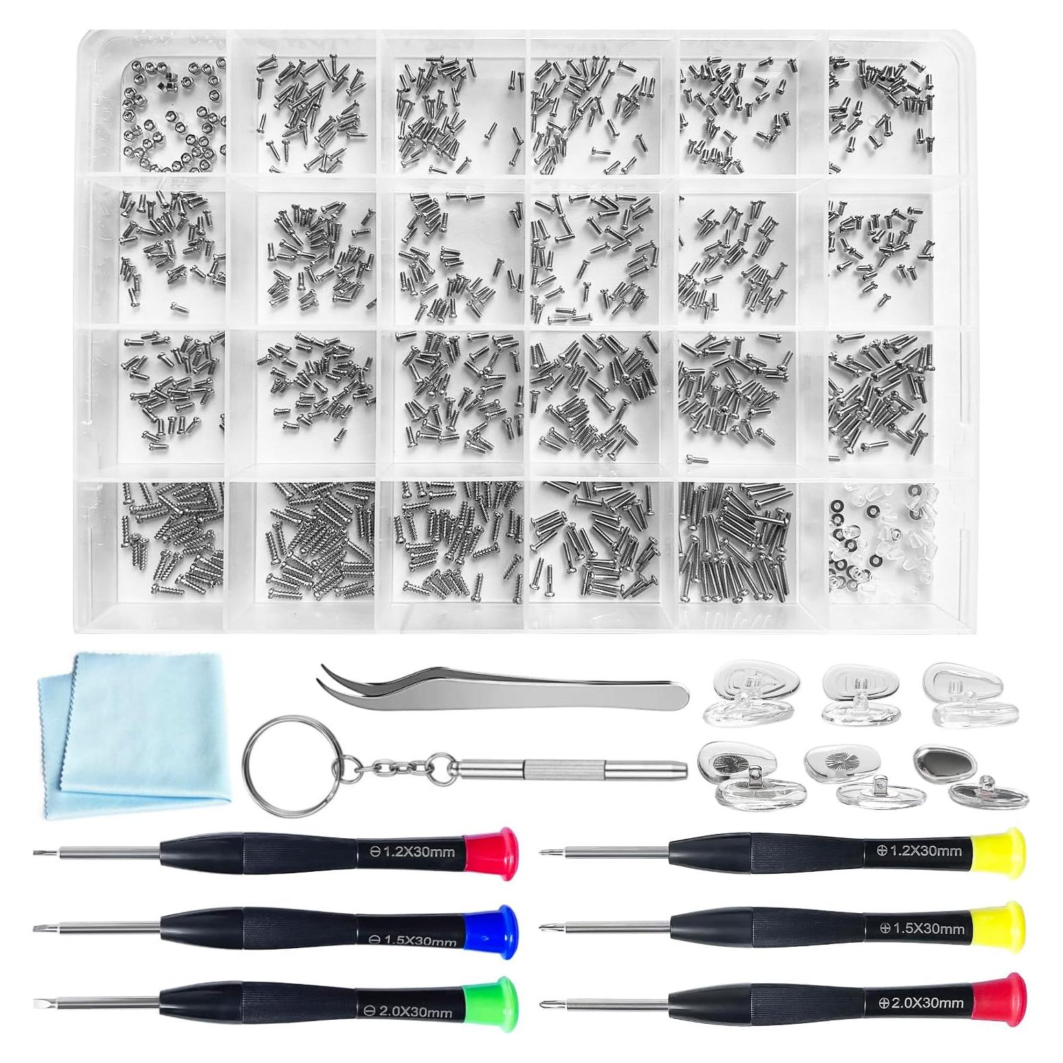 Kit de Reparación de Gafas PFDHQS 24 Tornillos y Herramientas