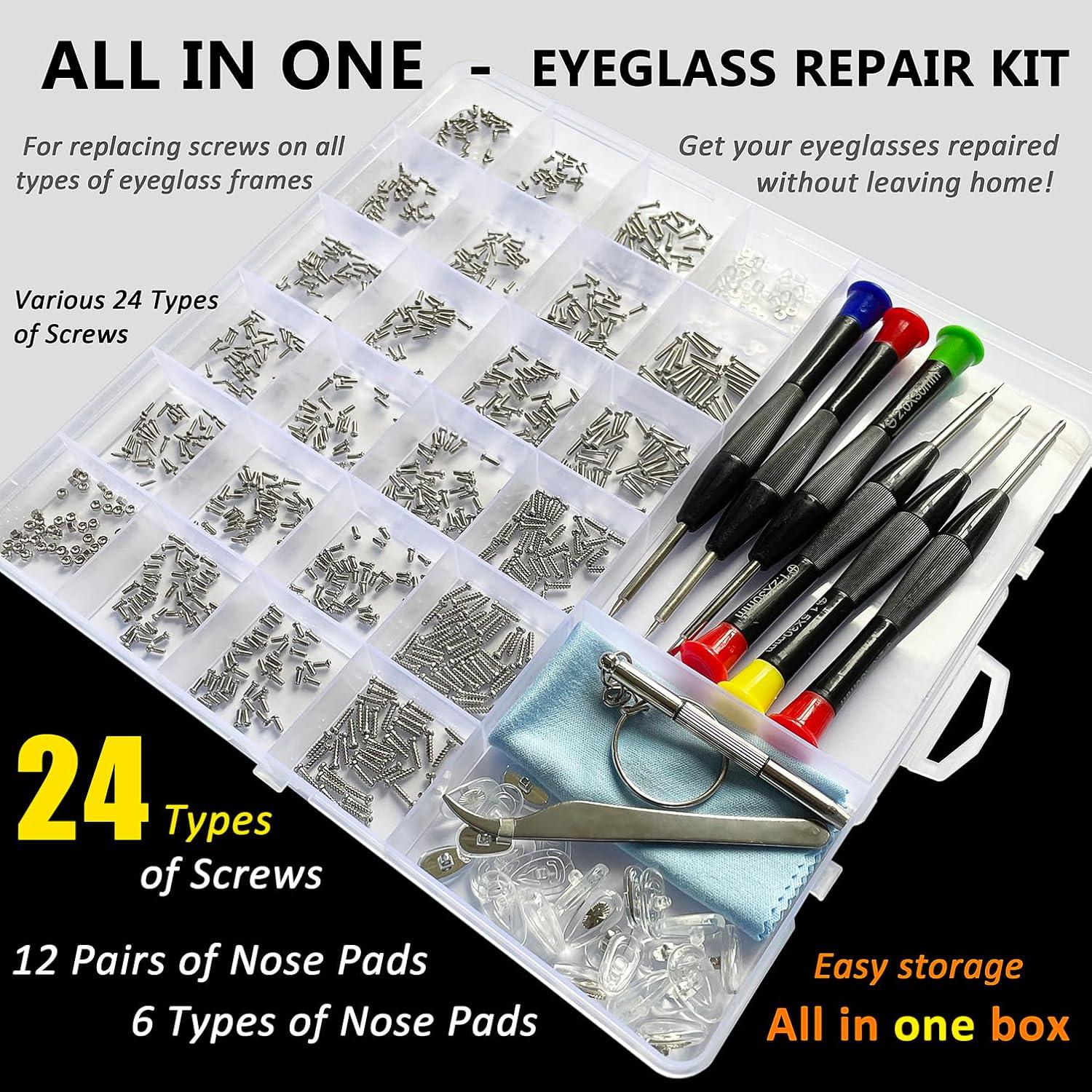 Kit de Reparación de Gafas PFDHQS 24 Tornillos y Herramientas