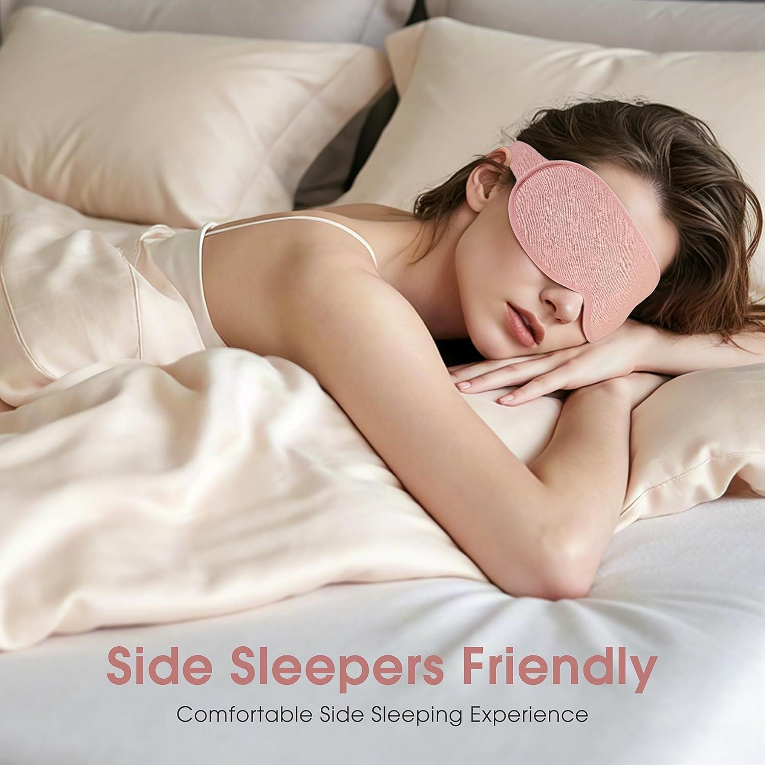 Máscara de Sueño 3D Halenmou Rosa Algodón Lycra Suave