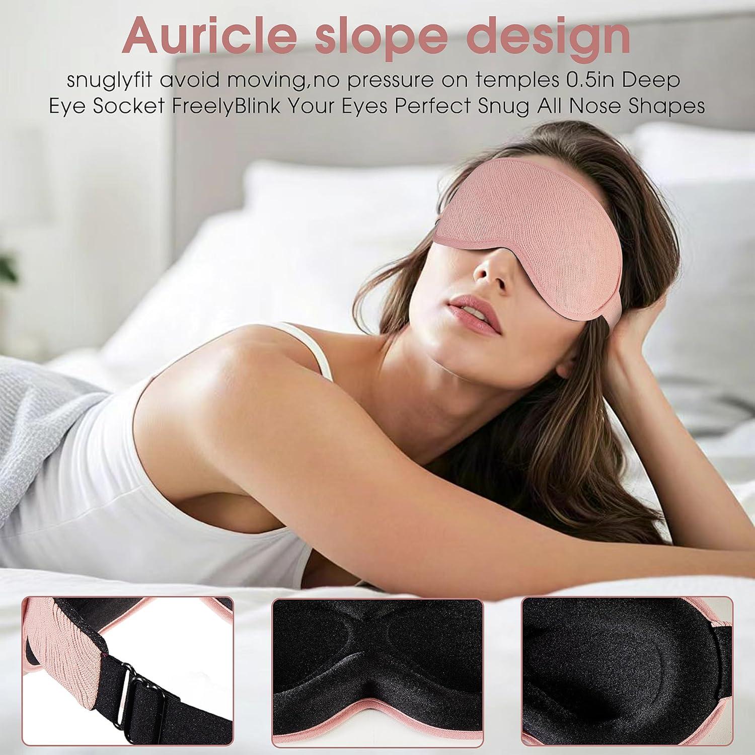 Máscara de Sueño 3D Halenmou Rosa Algodón Lycra Suave