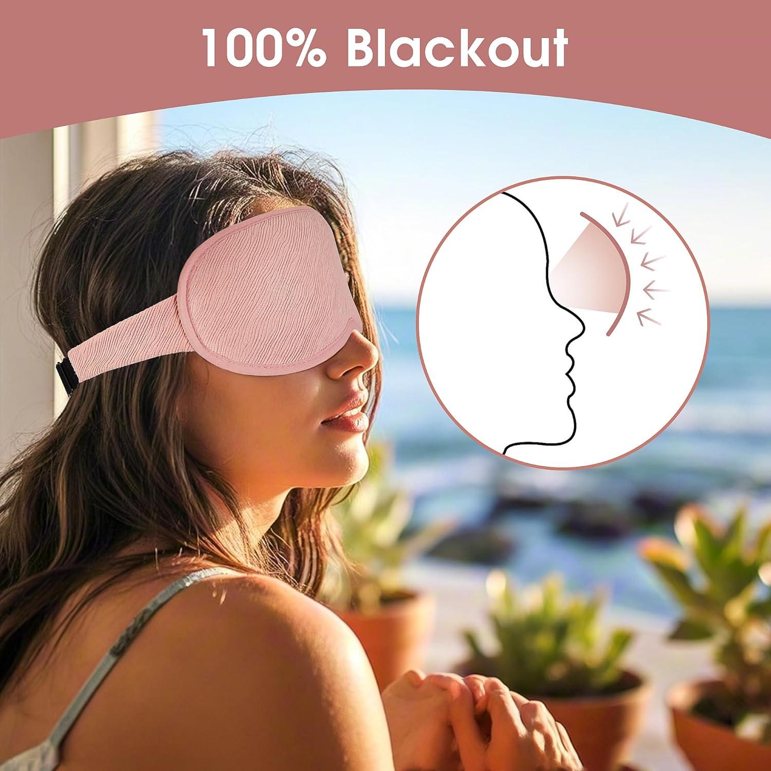 Máscara de Sueño 3D Halenmou Rosa Algodón Lycra Suave