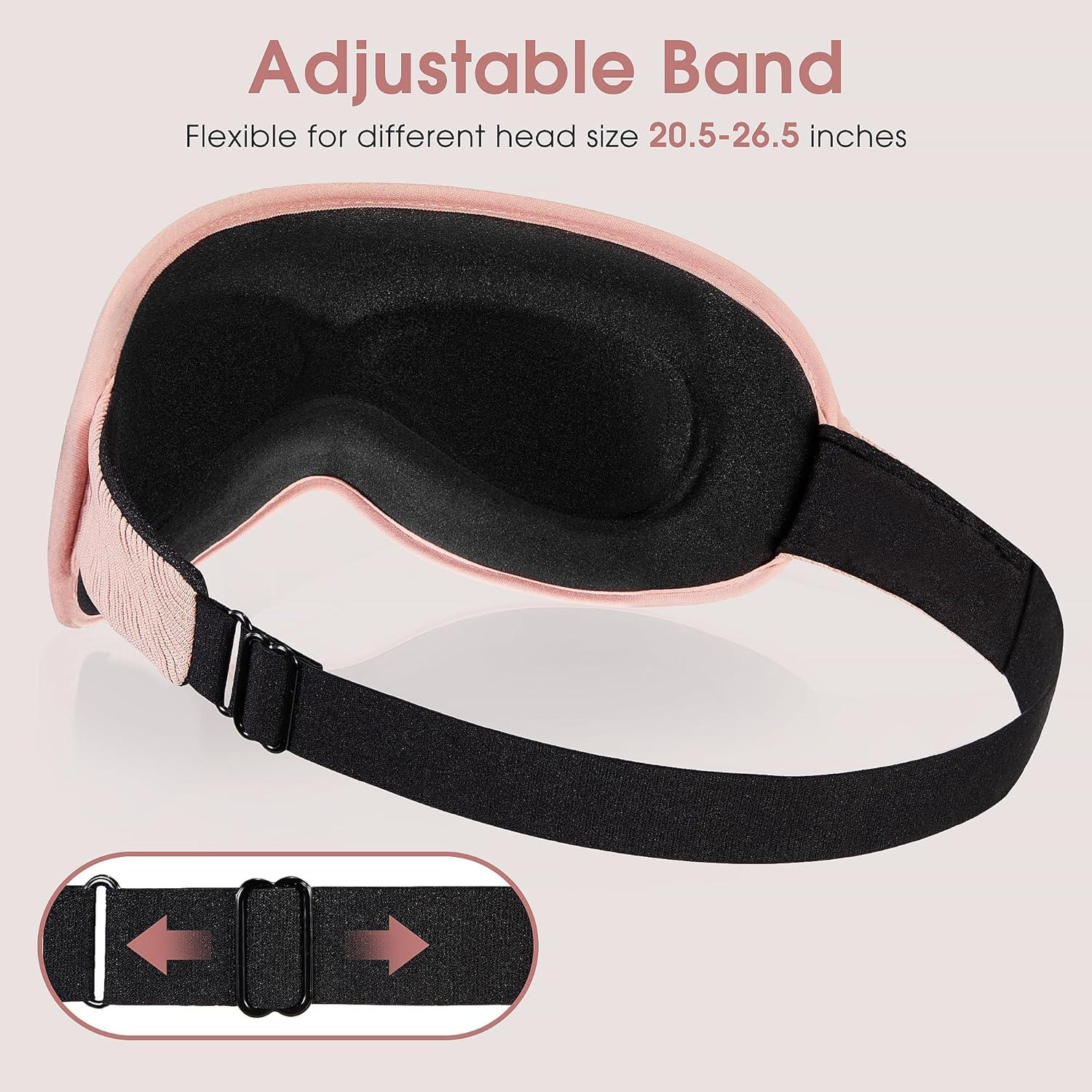 Máscara de Sueño 3D Halenmou Rosa Algodón Lycra Suave