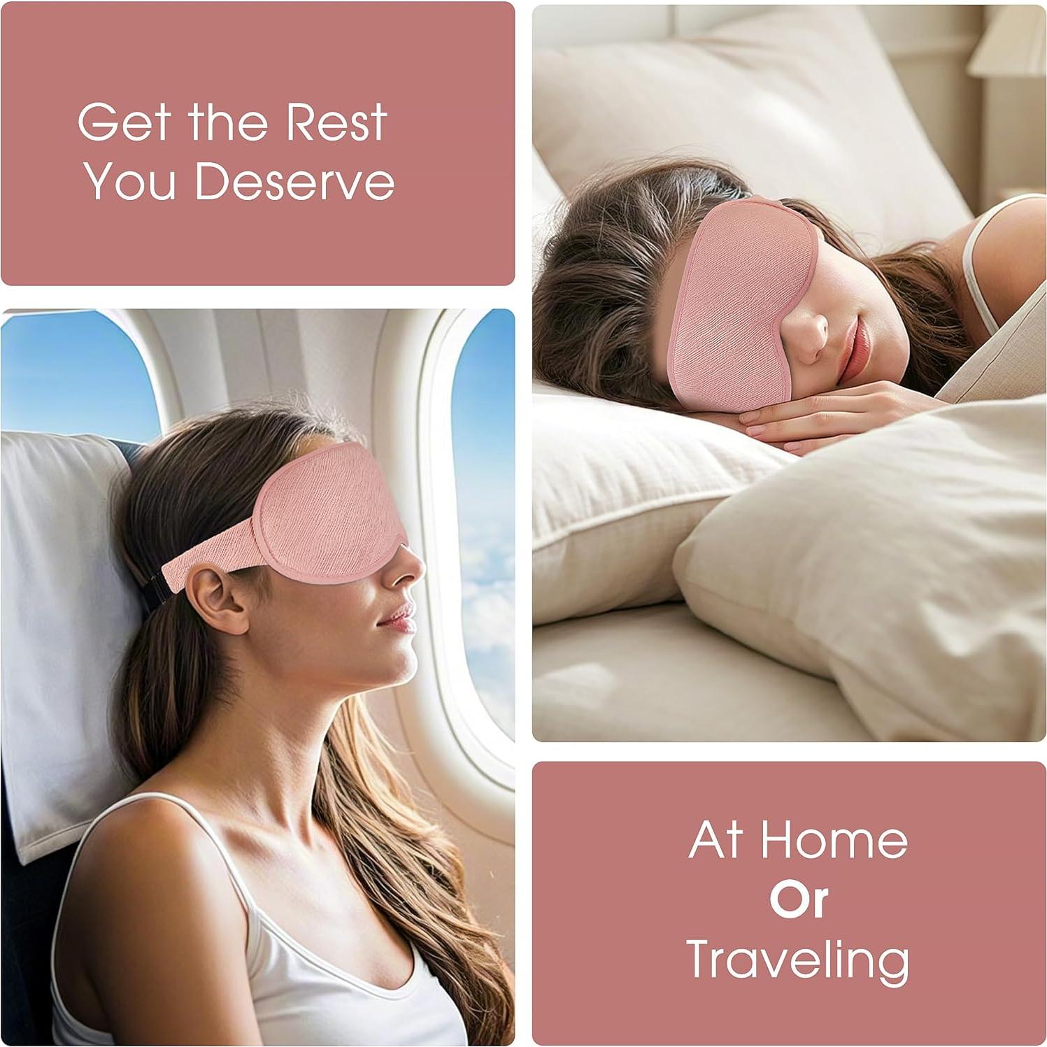 Máscara de Sueño 3D Halenmou Rosa Algodón Lycra Suave