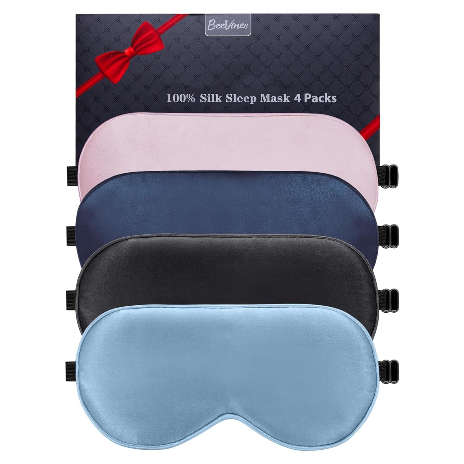 Máscara de Sueño BeeVines 100% Seda Morera Paquete de 4