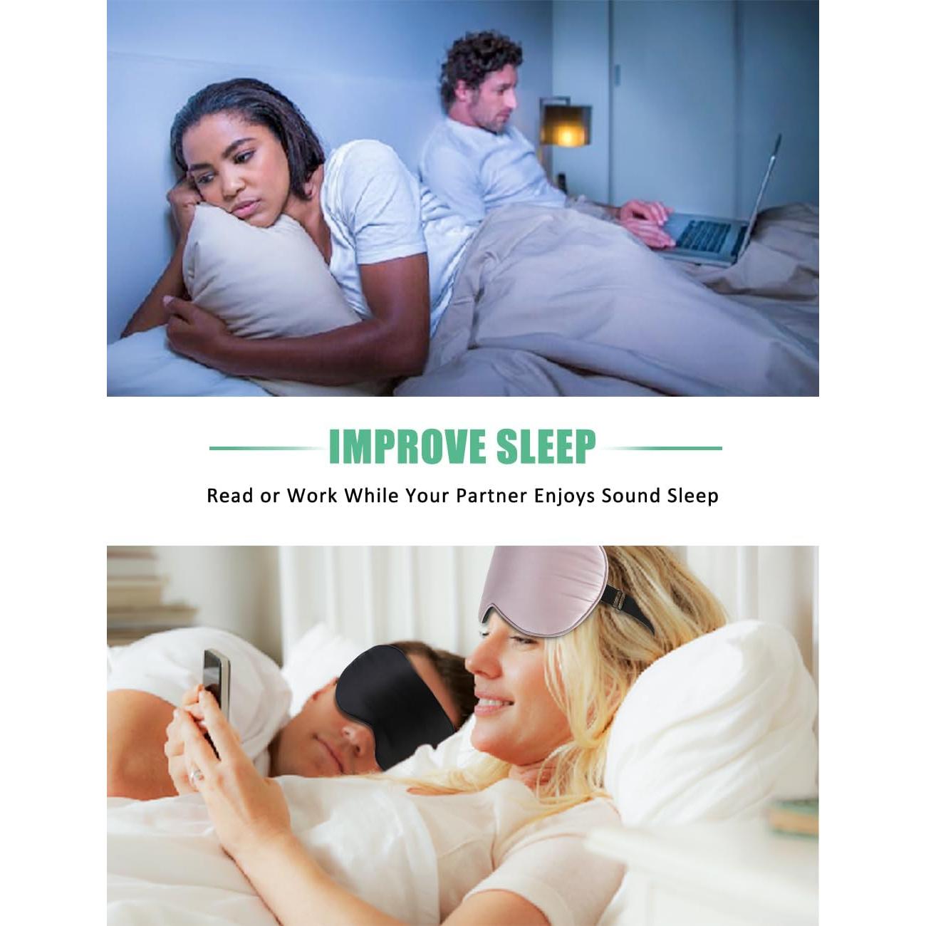 Máscara de Sueño BeeVines 100% Seda Morera Paquete de 4