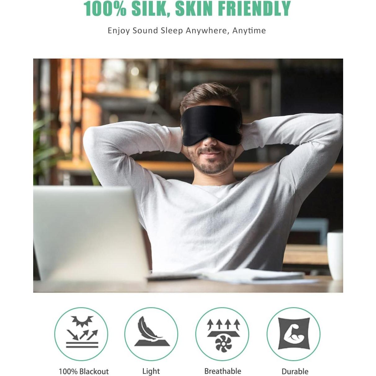 Máscara de Sueño BeeVines 100% Seda Morera Paquete de 4