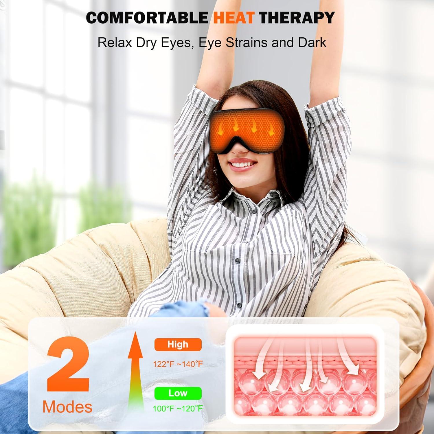 Máscara de Ojos Eléctrica Fmlave Calor y Frío USB 26,5x11,5cm