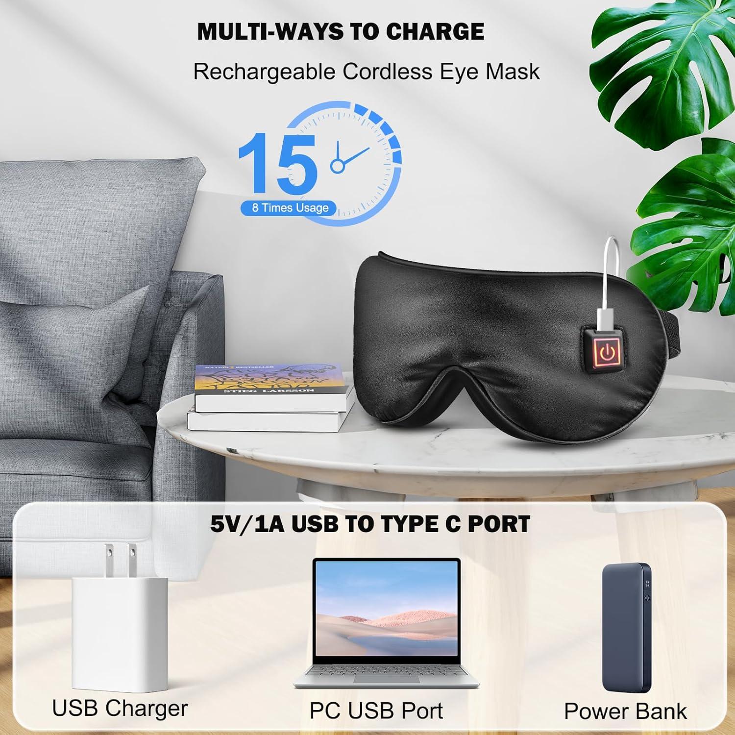 Máscara de Ojos Eléctrica Fmlave Calor y Frío USB 26,5x11,5cm