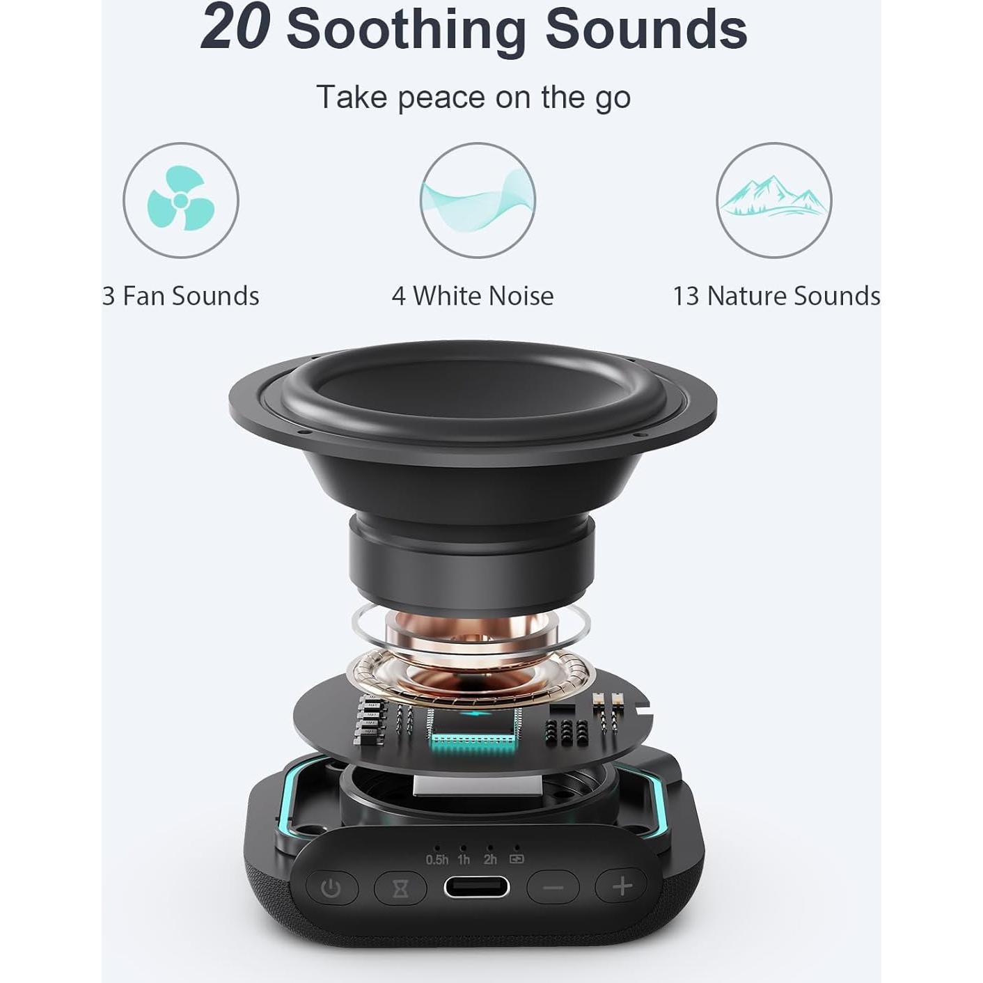 Máquina de Sonido Portátil ANJANK KX215, 20 Sonidos, 90 dB