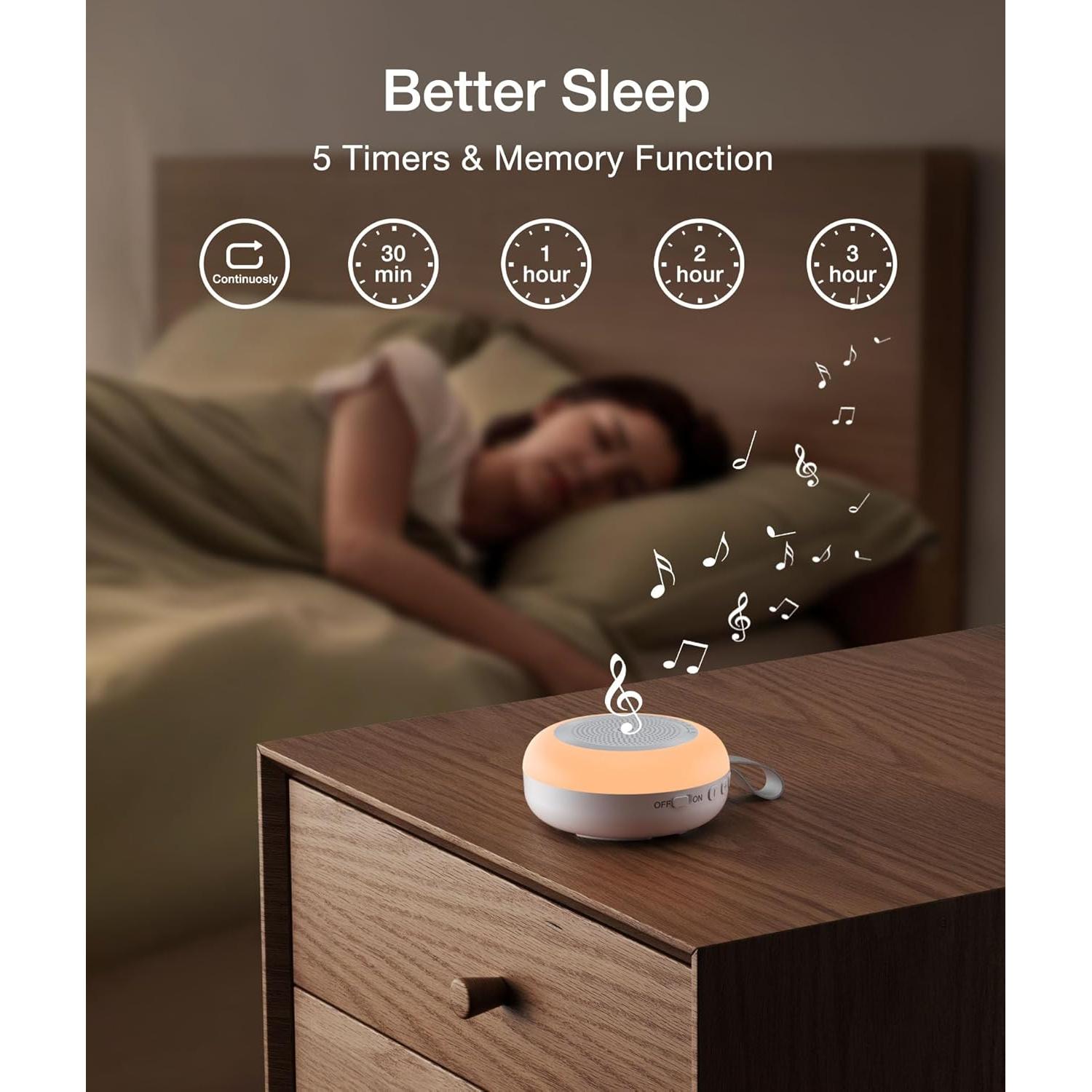 Máquina de Sonido Portátil LEICEX B51, 33 Sonidos y Luz Nocturna