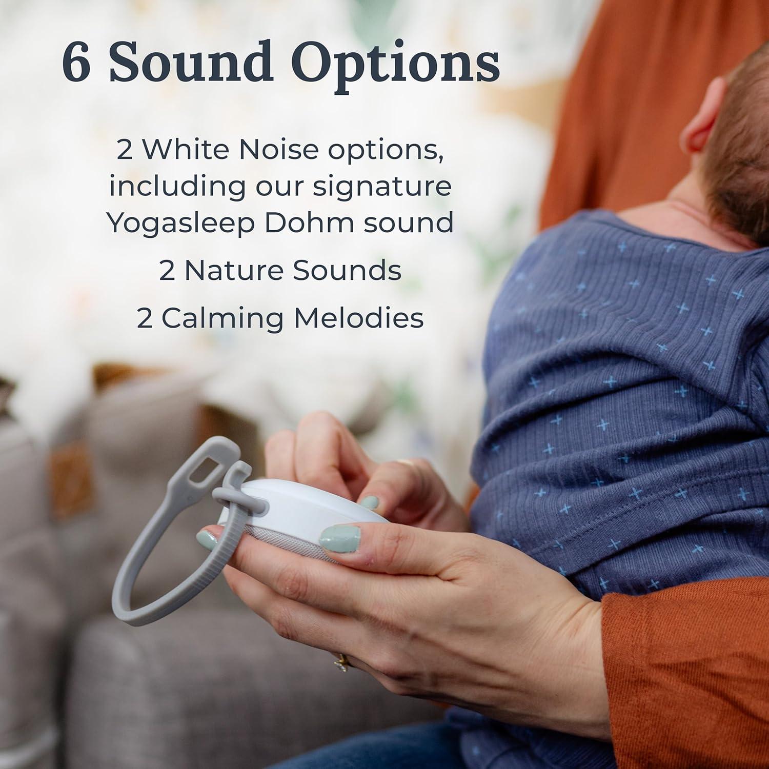 Yogasleep Hushh 2 Portable Sound Machine for Baby & Kids, New Reinforced Clip, Backlit Buttons, Night Light, 6 Soothing Natural Sounds, Easy to Use Timer, Volume Control, Toddler Lock, Noise Canceling