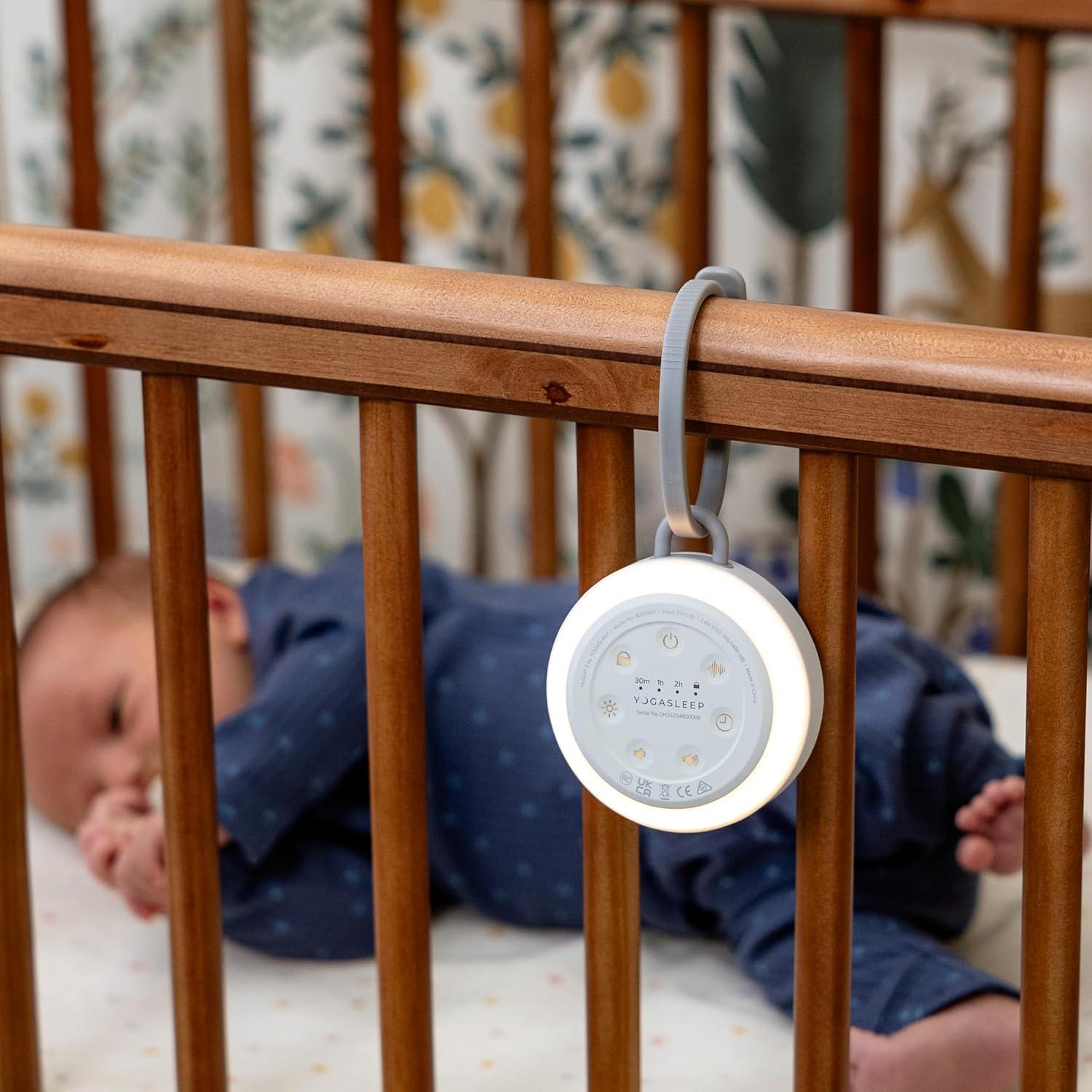 Yogasleep Hushh 2 Portable Sound Machine for Baby & Kids, New Reinforced Clip, Backlit Buttons, Night Light, 6 Soothing Natural Sounds, Easy to Use Timer, Volume Control, Toddler Lock, Noise Canceling