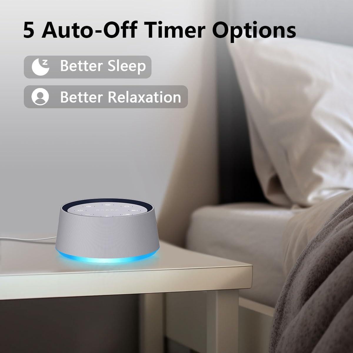 Máquina de Ruido Blanco LazyNight con 30 Sonidos y Luz Nocturna