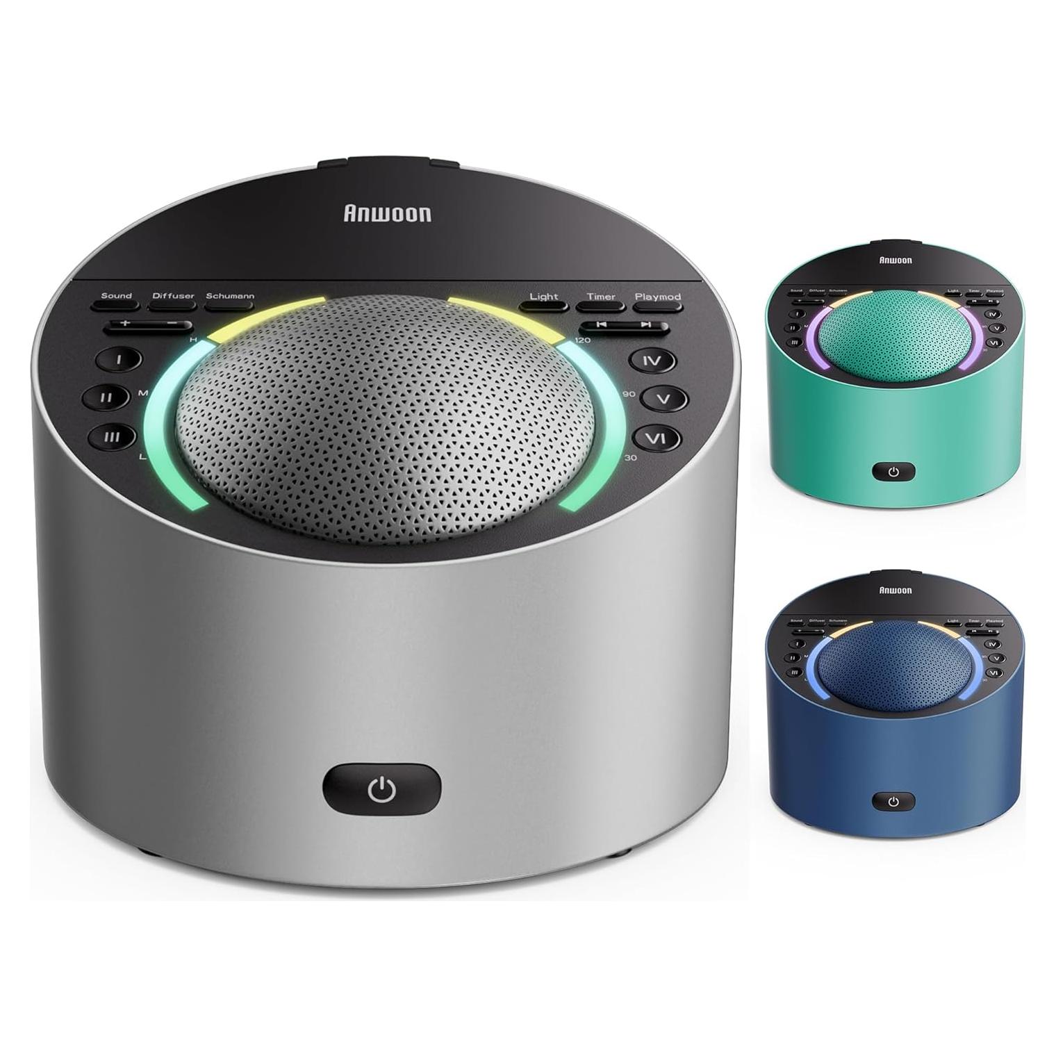 Máquina de Sonido ANWOON 4-en-1 Difusor Aroma Gris