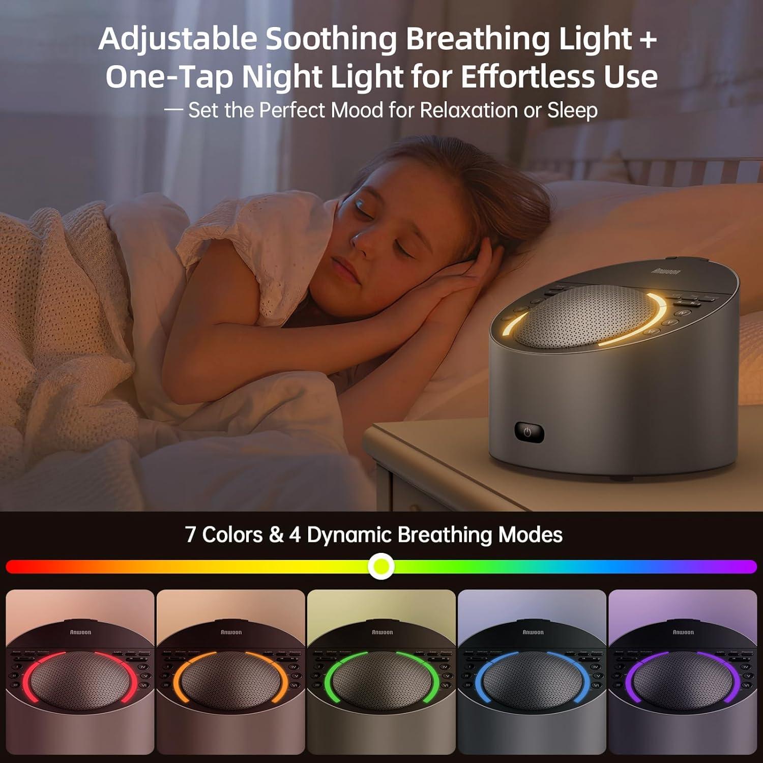 Máquina de Sonido ANWOON 4-en-1 Difusor Aroma Gris