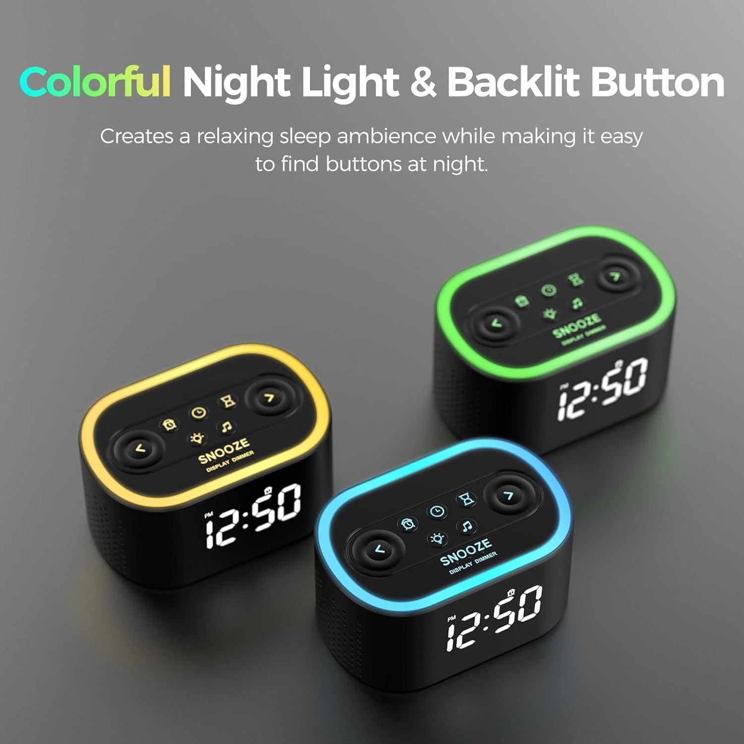 Reloj Despertador Digital Kerchan A1S con Sonido Blanco y Luz