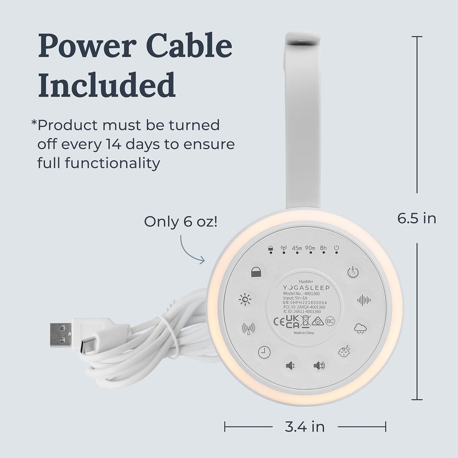 Yogasleep Hushh+ Máquina de Ruido Blanco Portátil 20 Sonidos
