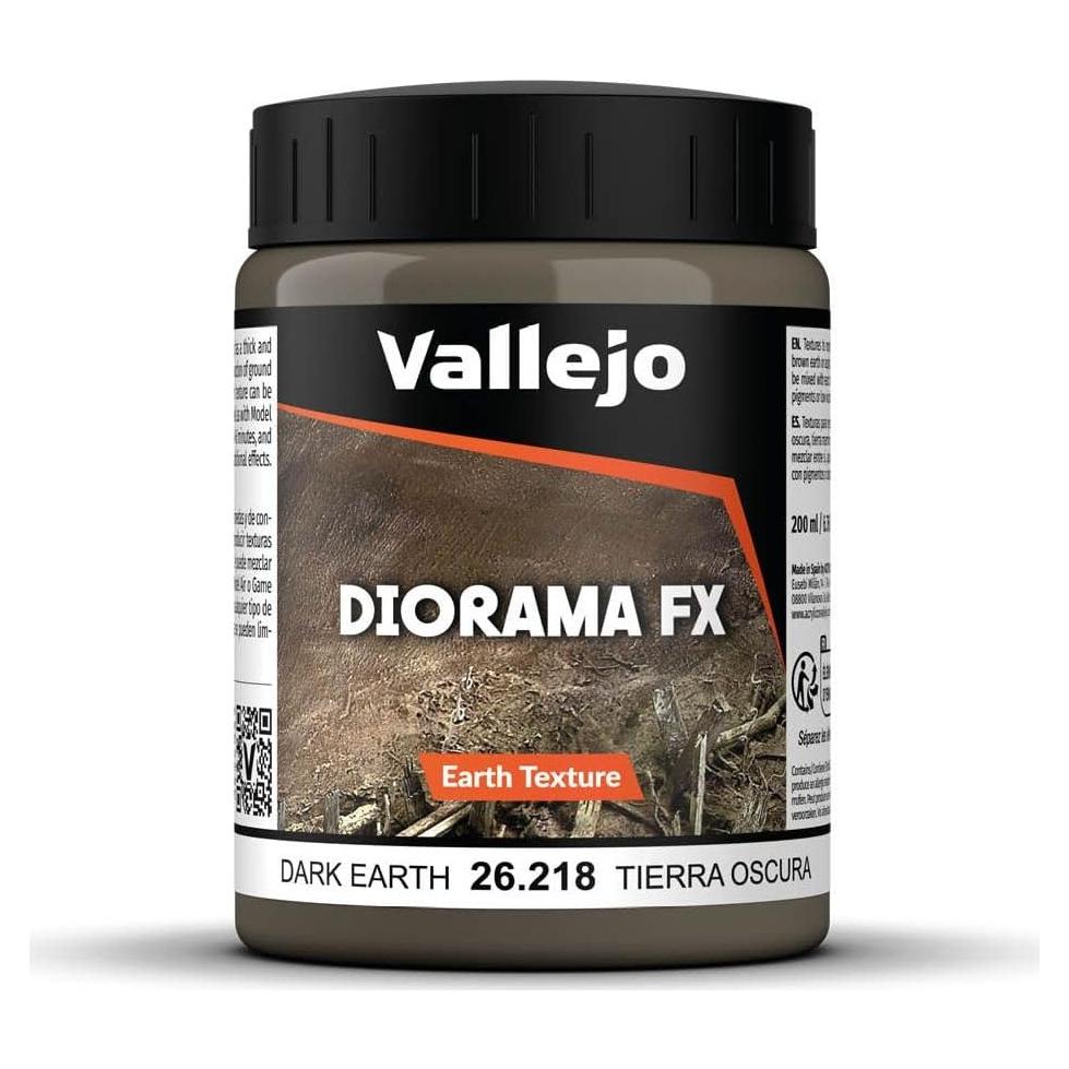 Textura Acrílica Vallejo Tierra Oscura 200 ml para Dioramas