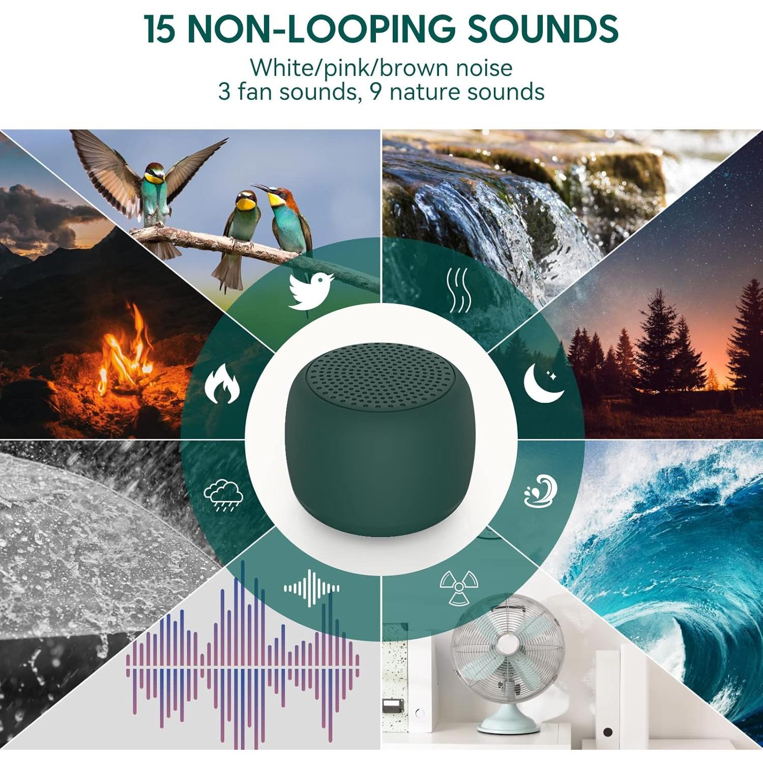 Máquina de Ruido Blanco Babelio Mini Verde 15 Sonidos