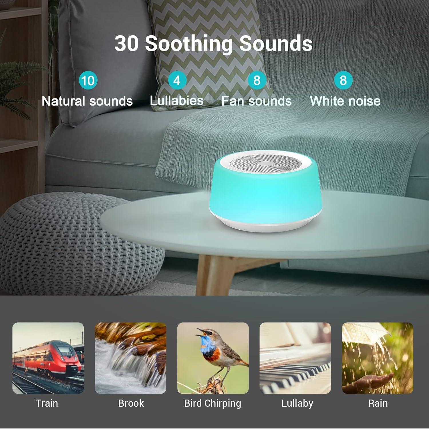 Máquina de Ruido Blanco BGOVERSS TP1 con 30 Sonidos y Luz