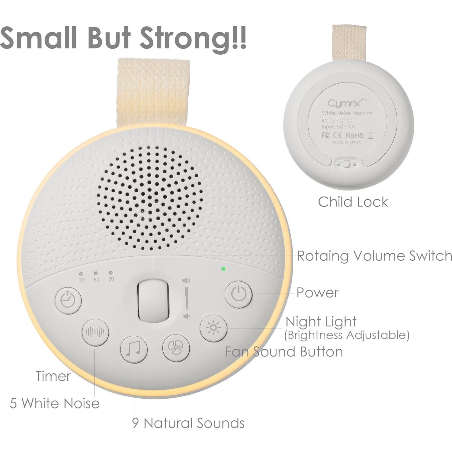 Máquina de Ruido Blanco Cymrix C100 con 21 Sonidos y Luz