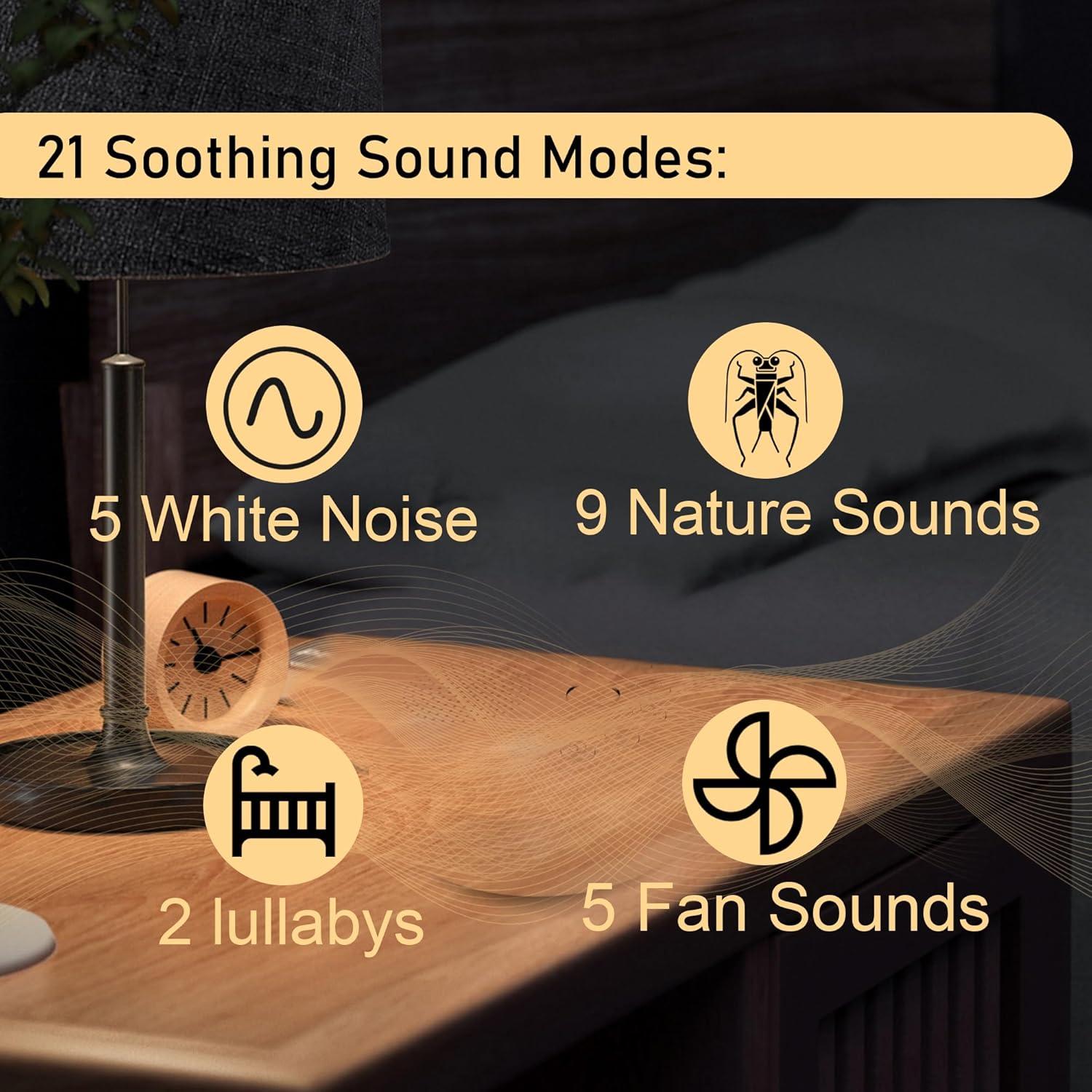 Máquina de Ruido Blanco Cymrix C100 con 21 Sonidos y Luz