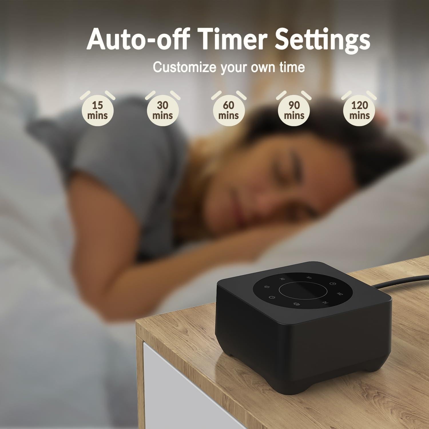 Máquina de Sonido Blanco Kipcush 20 Sonidos Relajantes Negro