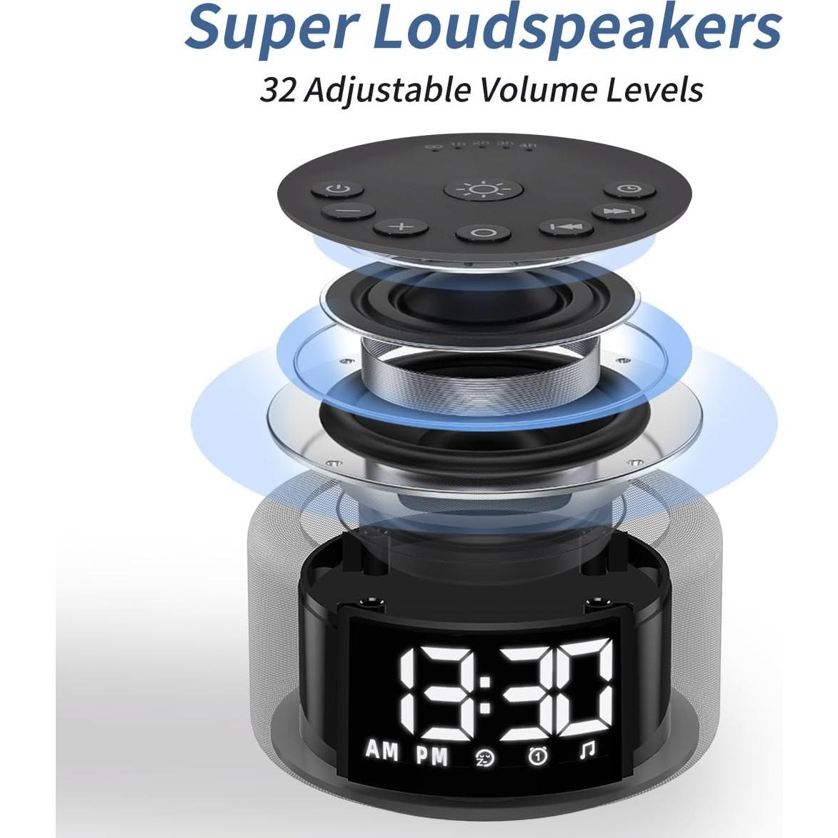 Reloj Despertador Digital Hushing con Luz Nocturna y Sonidos