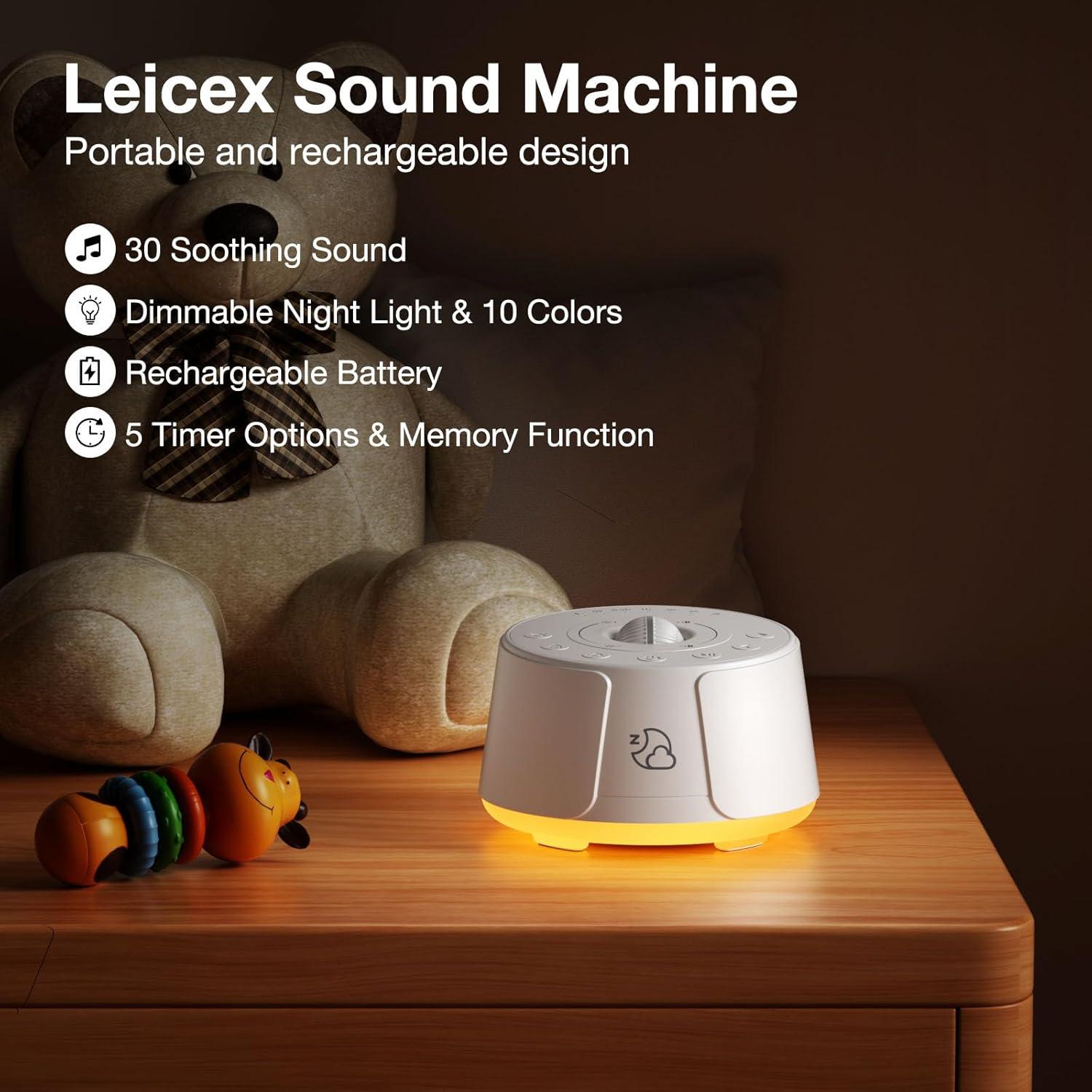 Máquina de Sonido LEICEX - Ruido Blanco 30 Sonidos Luz Nocturna
