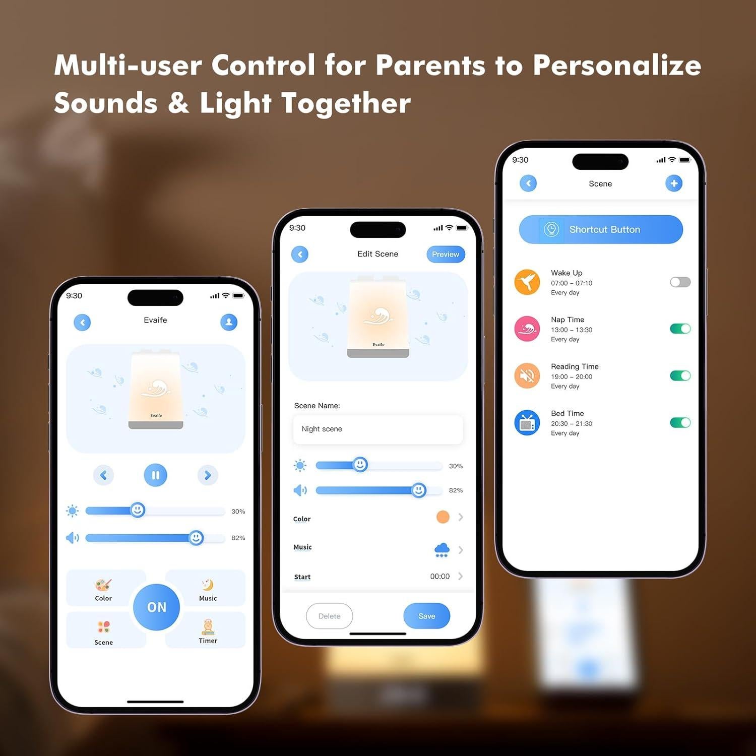 Máquina de Sonido y Luz Nocturna Evaife EV001 para Bebés