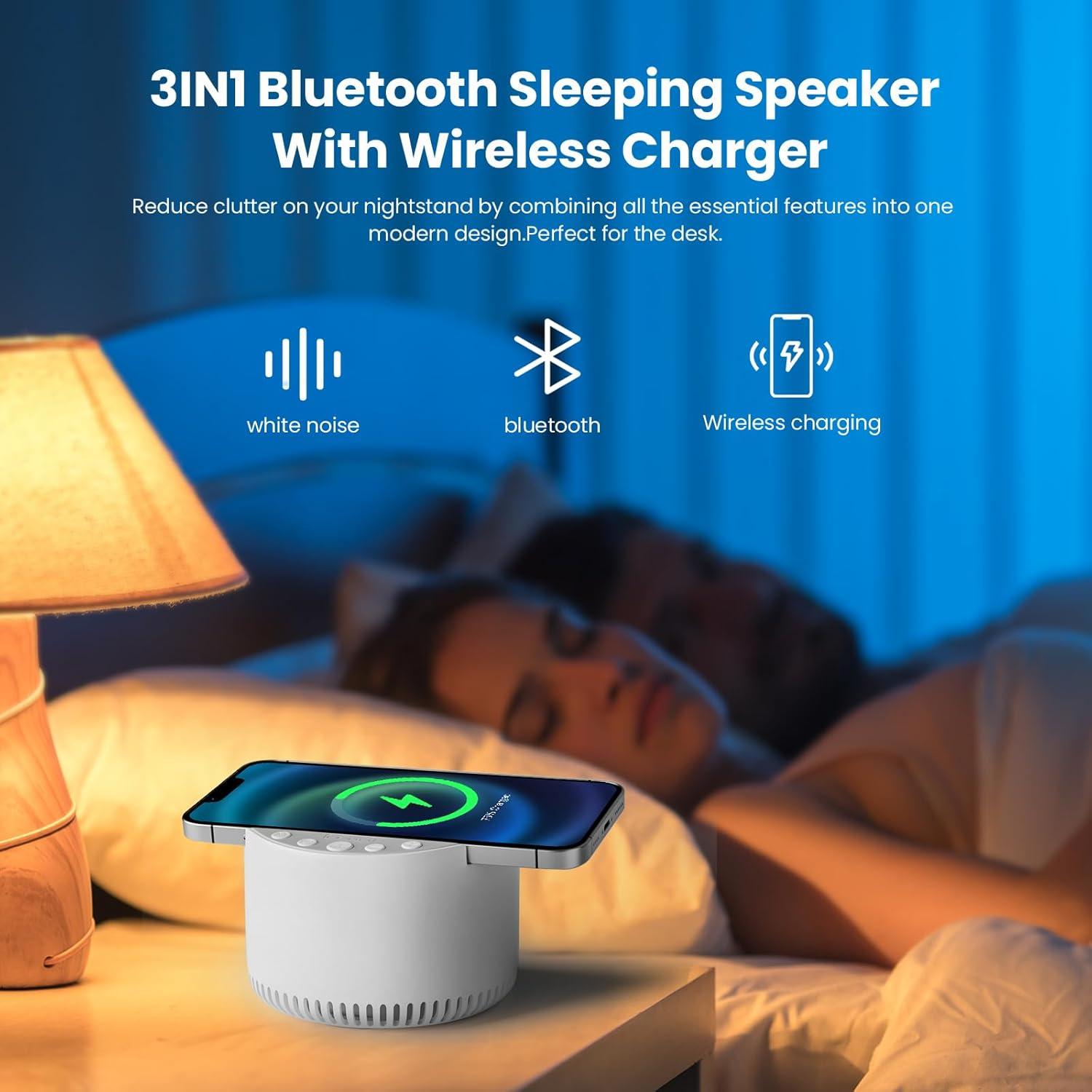 YIERSHIH Classic Bluetooth Speaker, Wireless Charging. The Original White Noise Sound Machine, Sleep Therapy for Adults & Baby, Noise Cancelling for Office Privacy & Meditation(White)