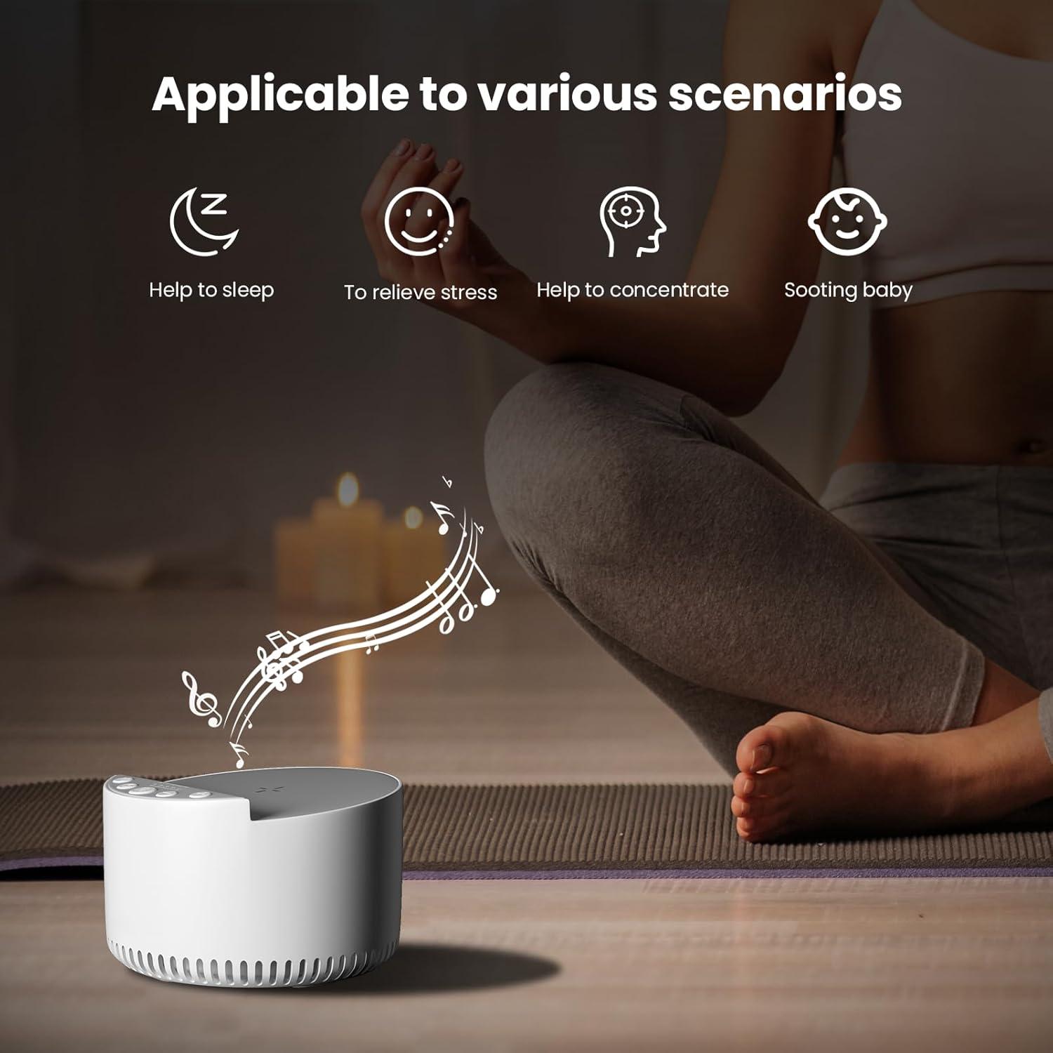 YIERSHIH Classic Bluetooth Speaker, Wireless Charging. The Original White Noise Sound Machine, Sleep Therapy for Adults & Baby, Noise Cancelling for Office Privacy & Meditation(White)