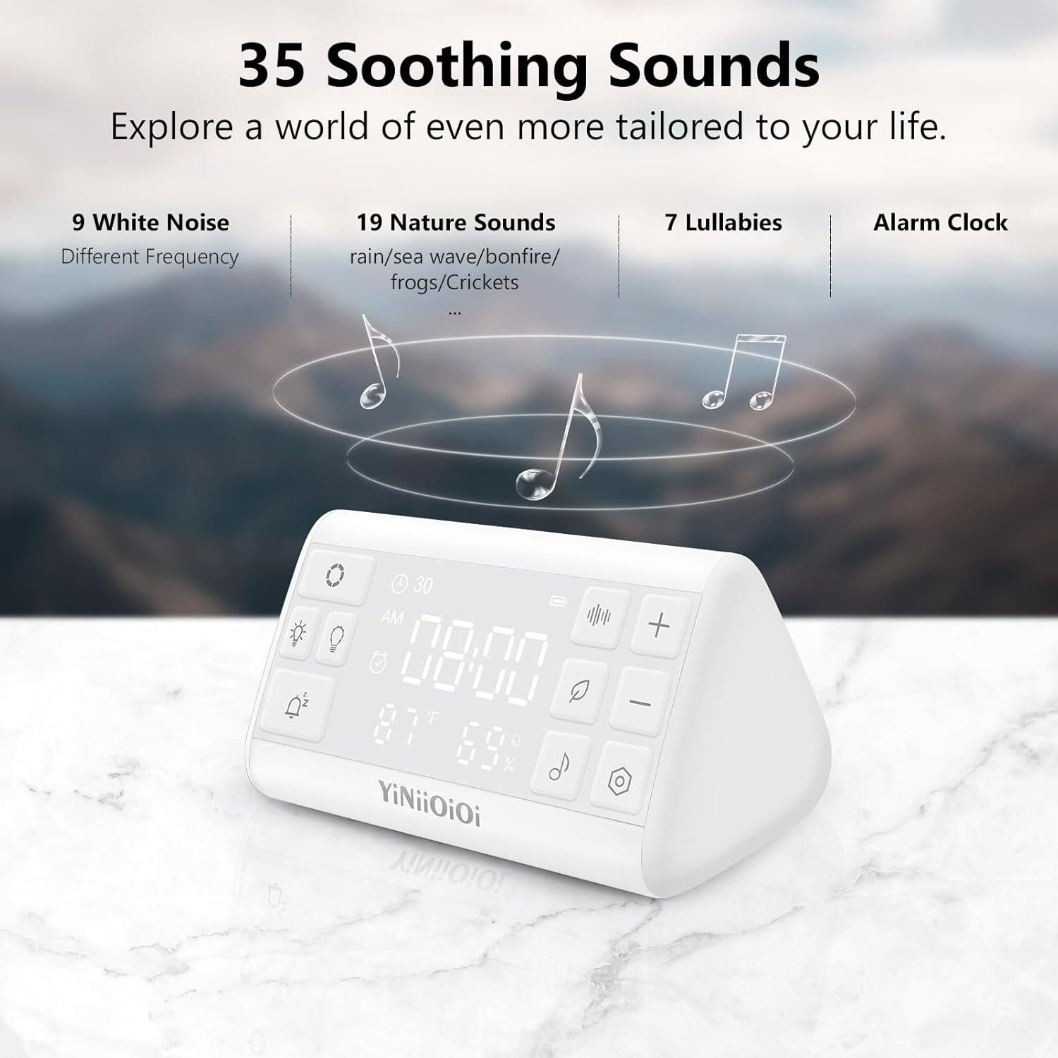 Máquina de Ruido Blanco YiNiiOiOi con Reloj Despertador