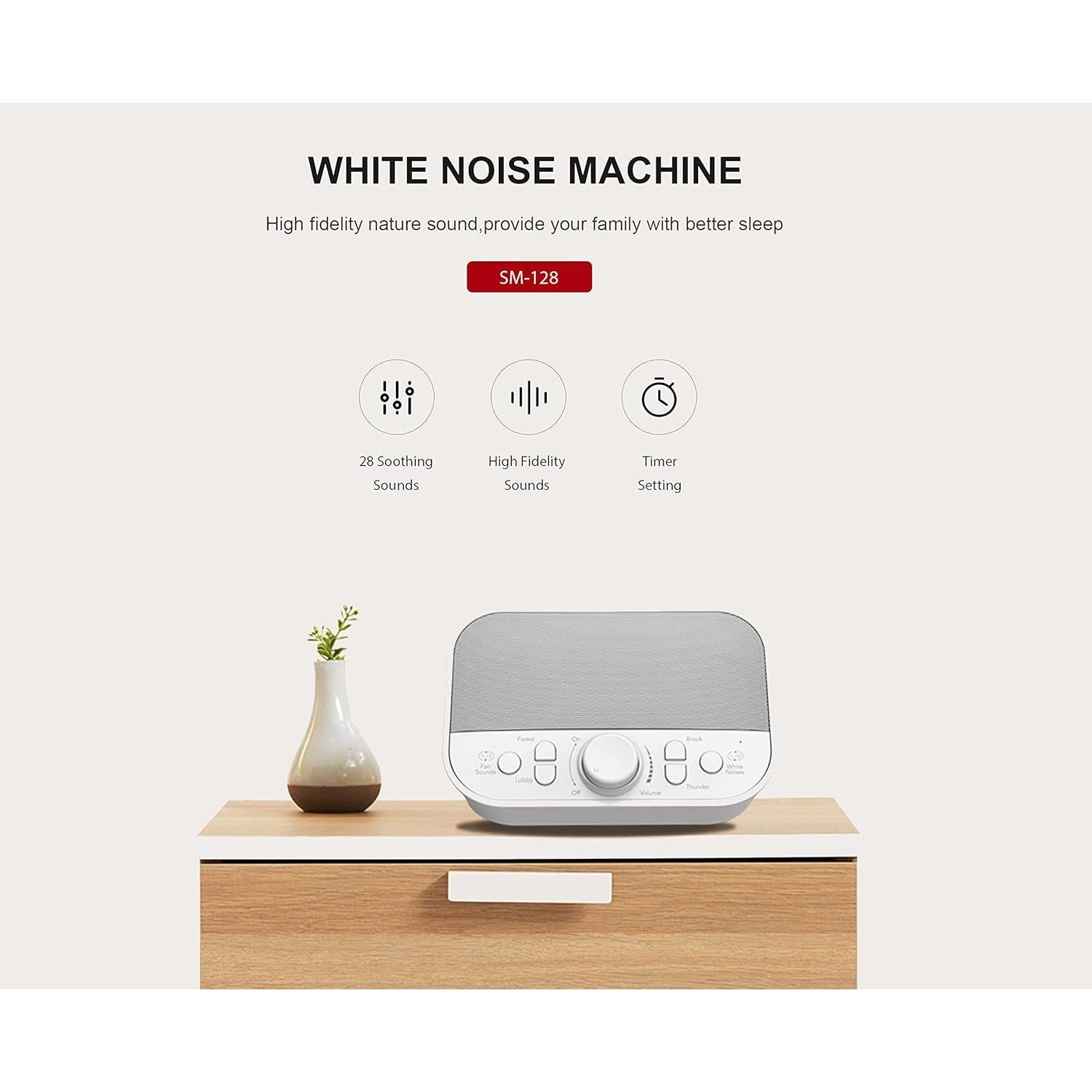 Máquina de Sonido Ruido Blanco Riptunes SM128 28 Sonidos