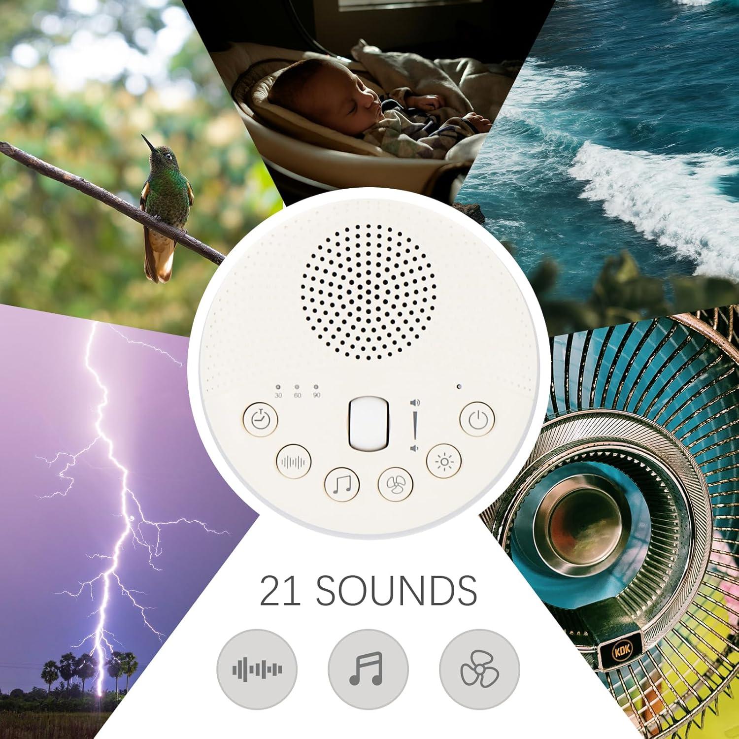 Máquina de Ruido Blanco JunVox Fu Portátil con Luz Nocturna