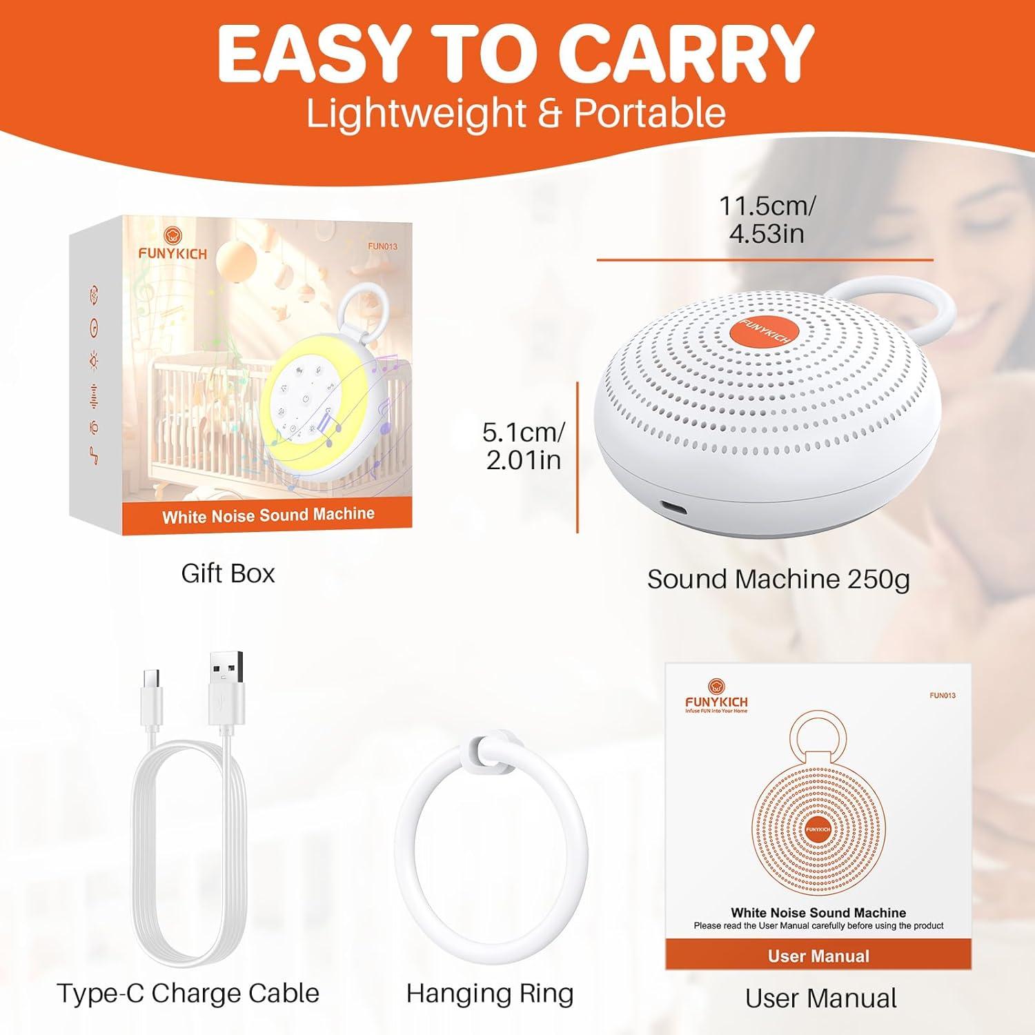 Máquina de Sonido Portátil FUNYKICH con Luz Nocturna 24 Sonidos