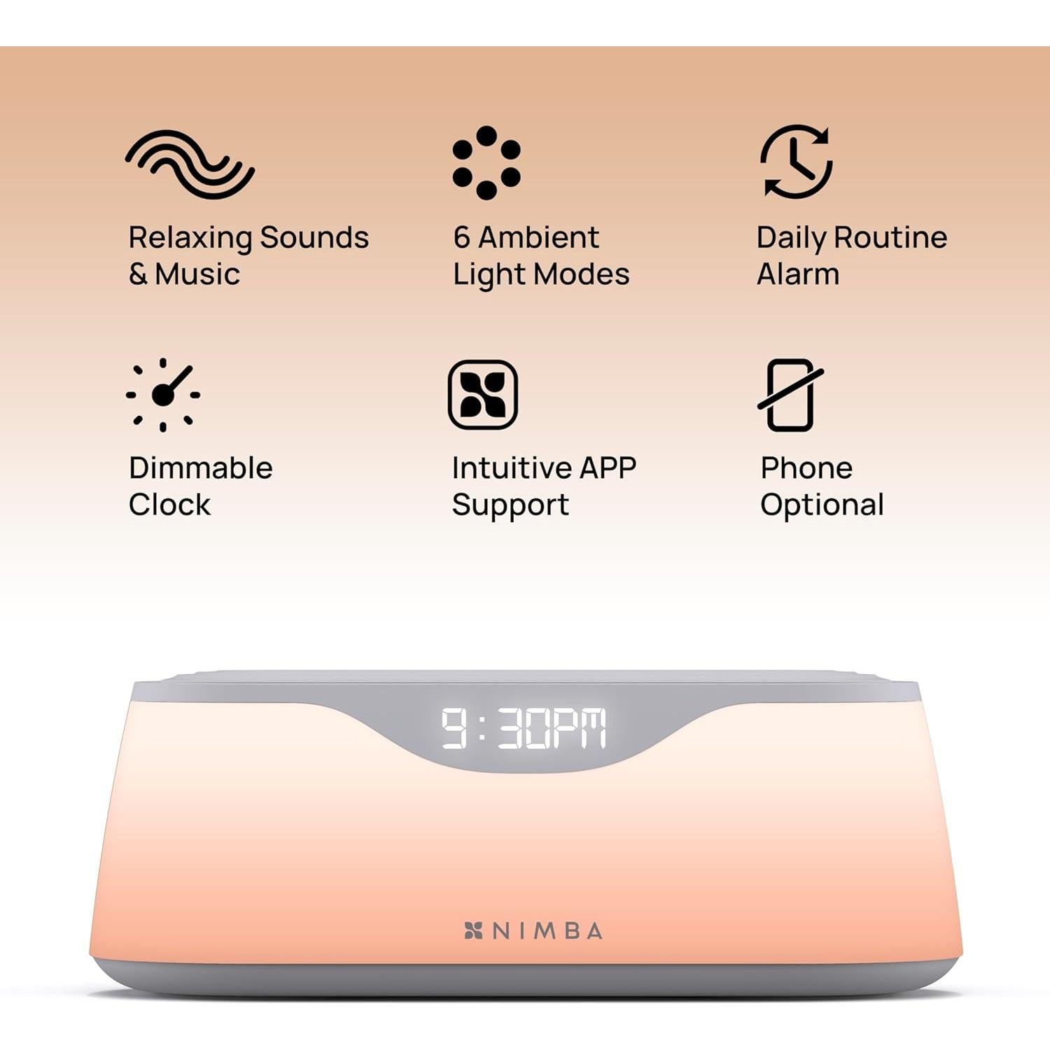 Reloj Despertador Nimba OFLO con Luz Natural y Sonidos