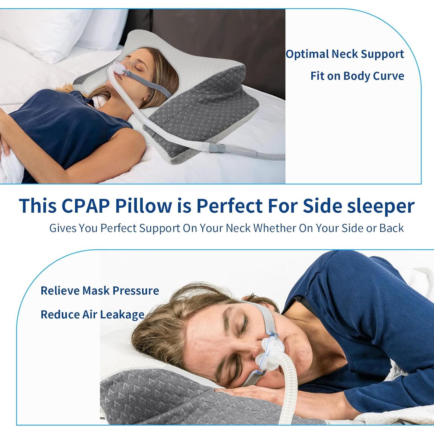 CPAP Pillow for All CPAP Mask Users to Reduce Air Leaks，Masks Pressure & Hose Tangles，Memory Foam Pillow for CPAP Side, Stomach, Back Sleepers to Neck Pain Relief and Make You Sleep Easier