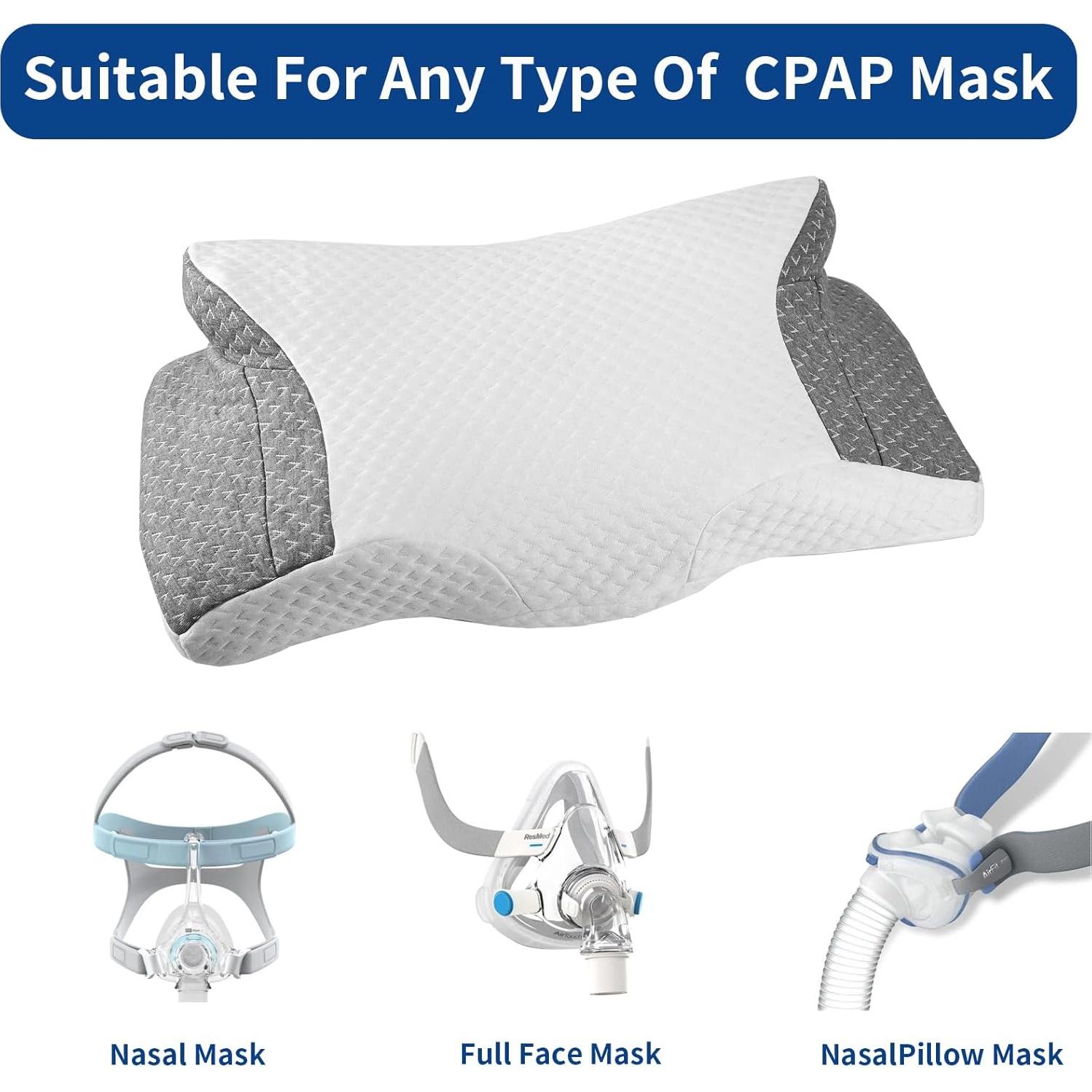 CPAP Pillow for All CPAP Mask Users to Reduce Air Leaks，Masks Pressure & Hose Tangles，Memory Foam Pillow for CPAP Side, Stomach, Back Sleepers to Neck Pain Relief and Make You Sleep Easier