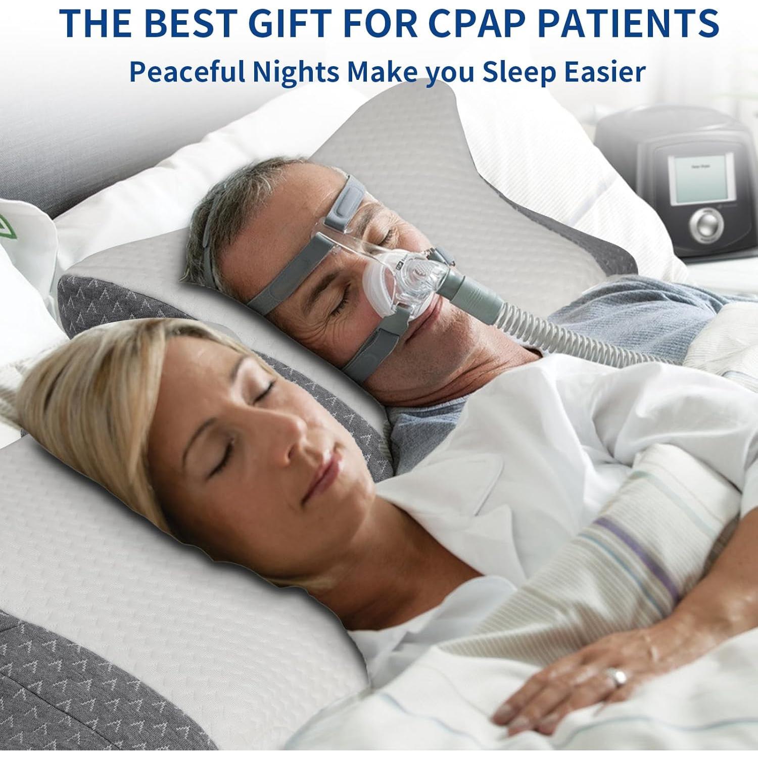 CPAP Pillow for All CPAP Mask Users to Reduce Air Leaks，Masks Pressure & Hose Tangles，Memory Foam Pillow for CPAP Side, Stomach, Back Sleepers to Neck Pain Relief and Make You Sleep Easier
